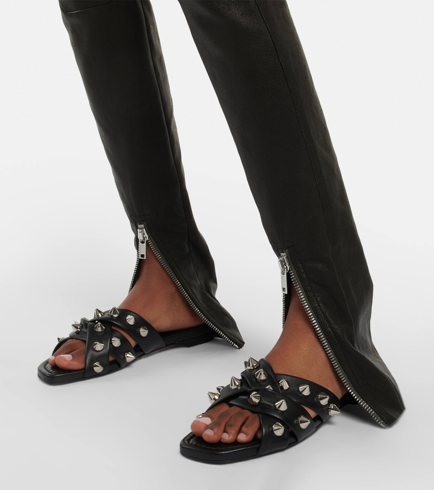 Miss Spike Club embellished leather slides - 4