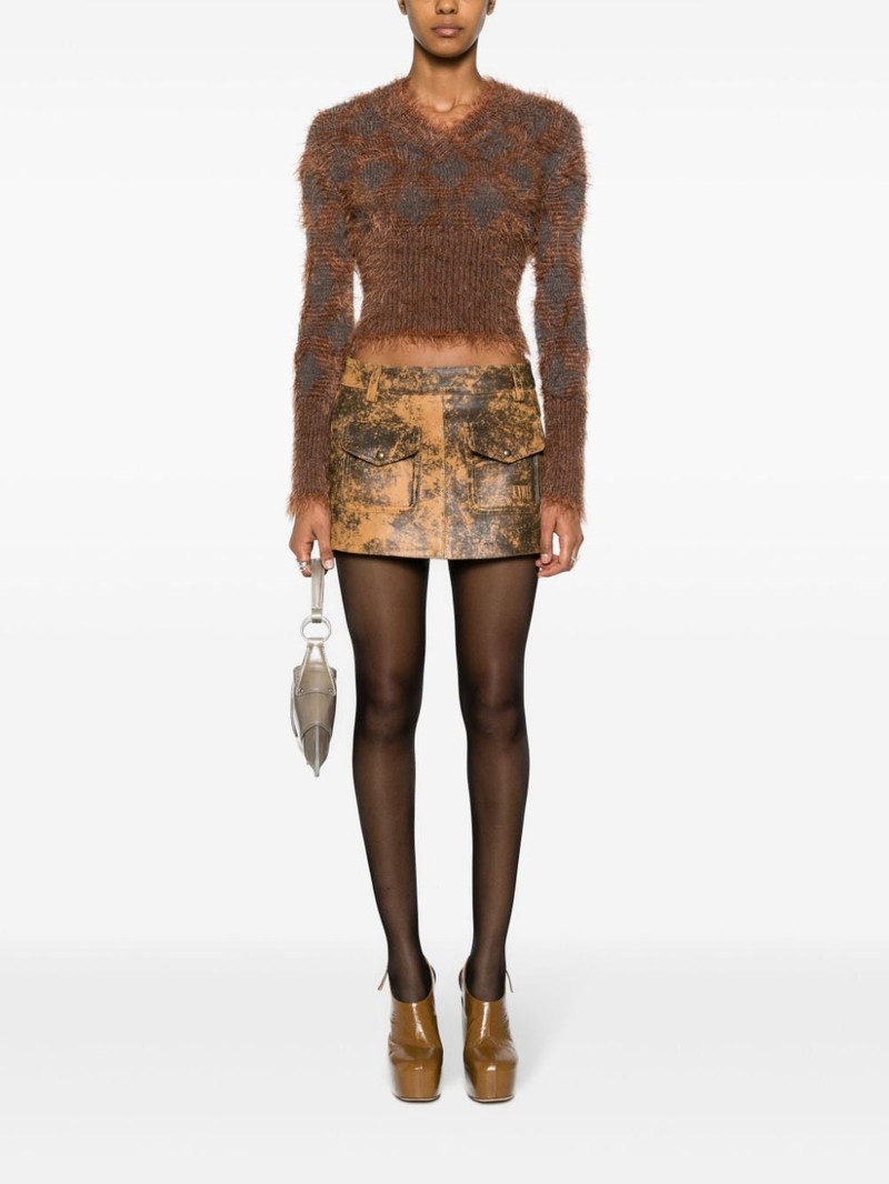 KNWLS Hellz distressed leather miniskirt outlook