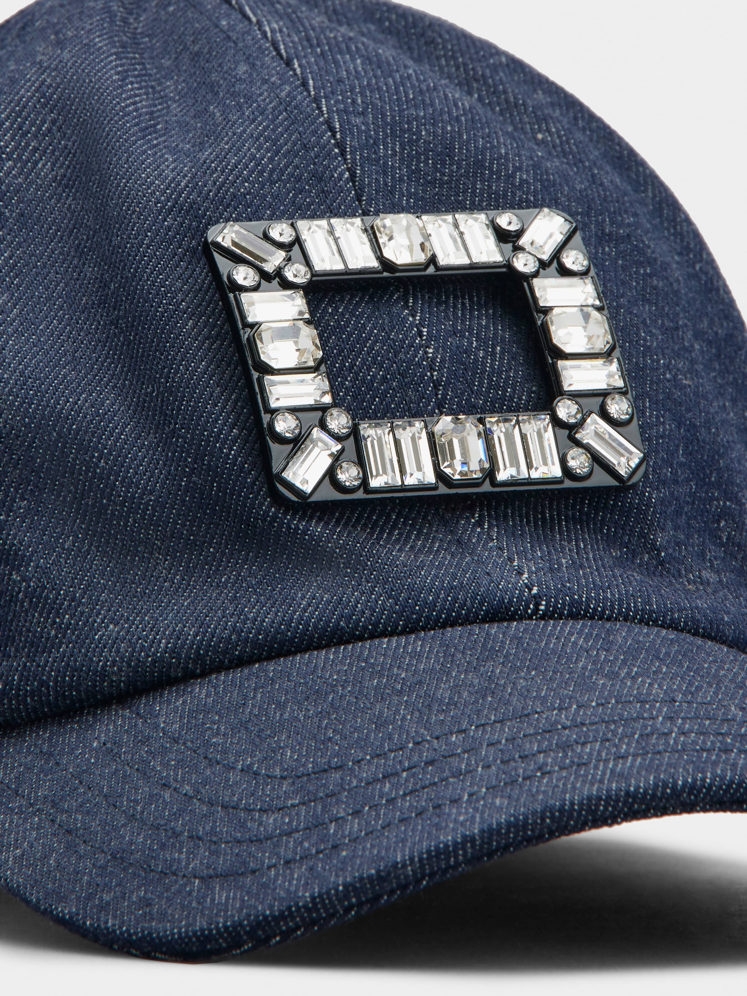 Viv' Skate Strass Buckle Baseball Cap in Denim - 2