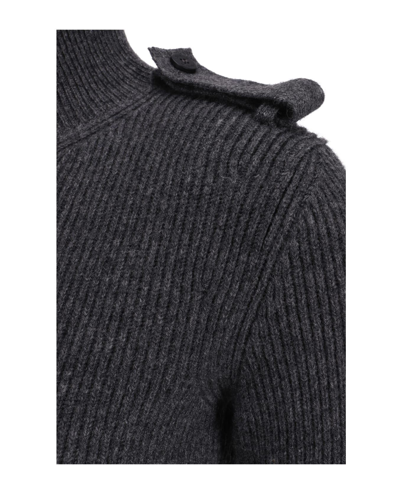 Ribbed Knit Mini Dress In Melange Grey - 3