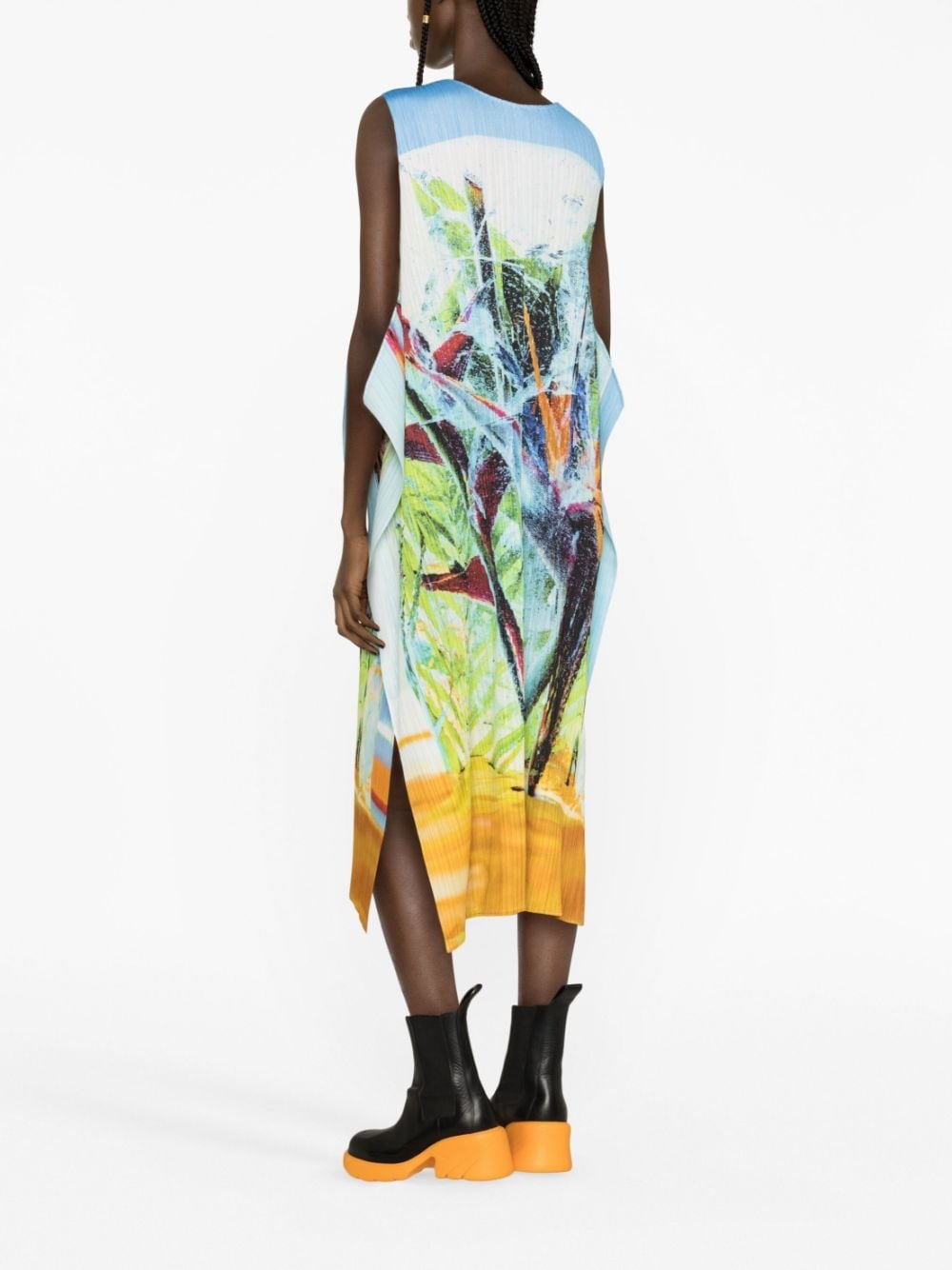 graphic-print pleated dress - 4