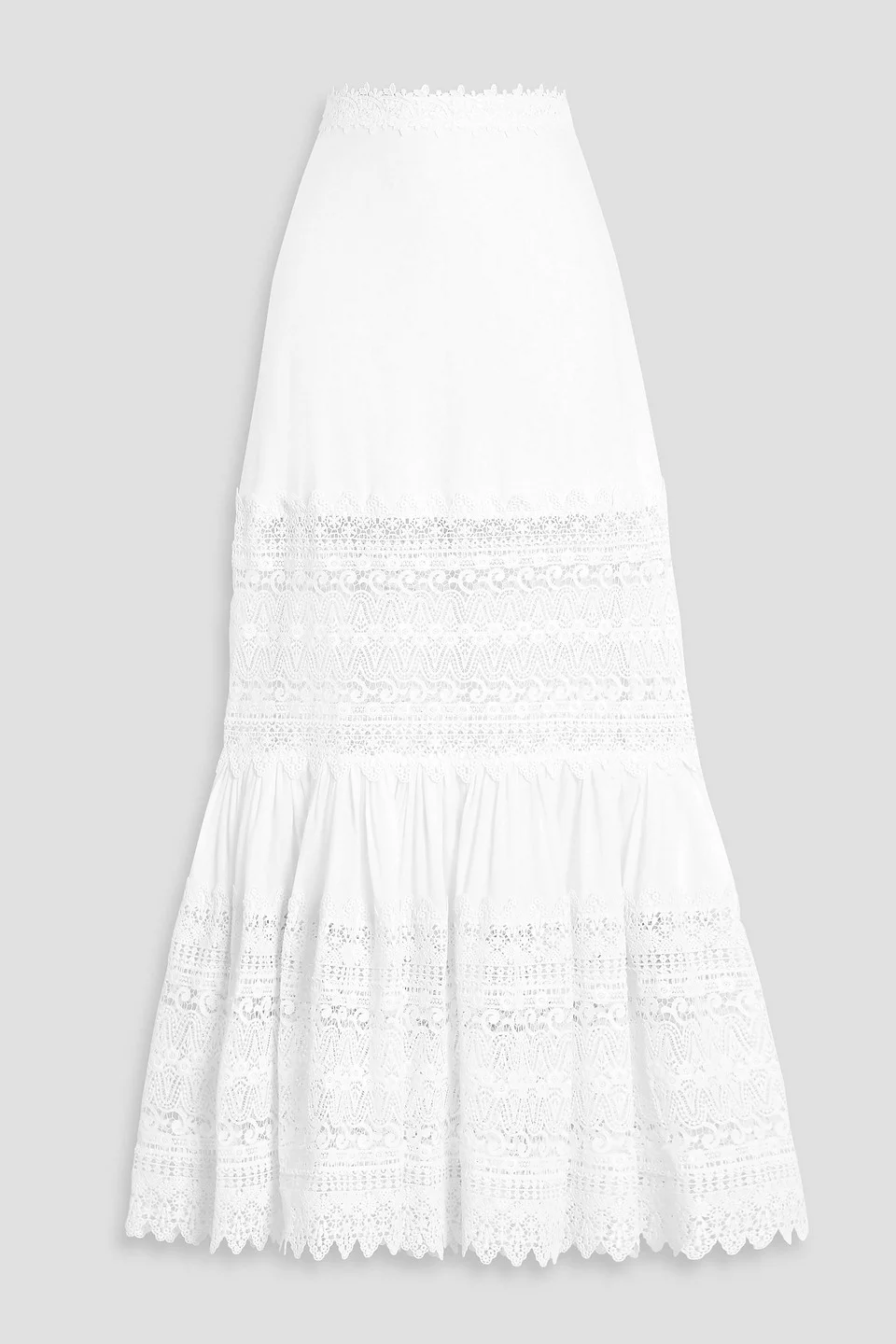 Viola guipure lace-paneled cotton-blend voile maxi skirt - 1