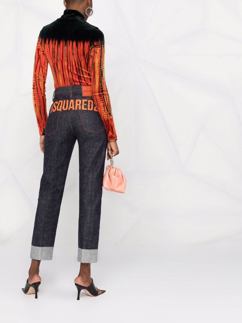 high-waist logo print jeans - 4