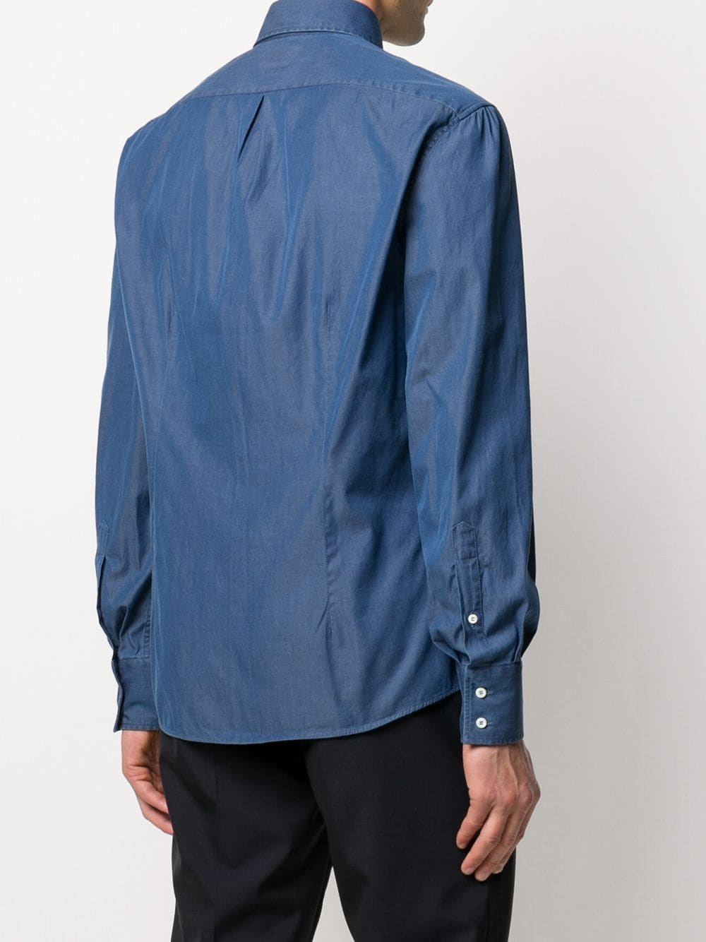 spread-collar chambray shirt - 4