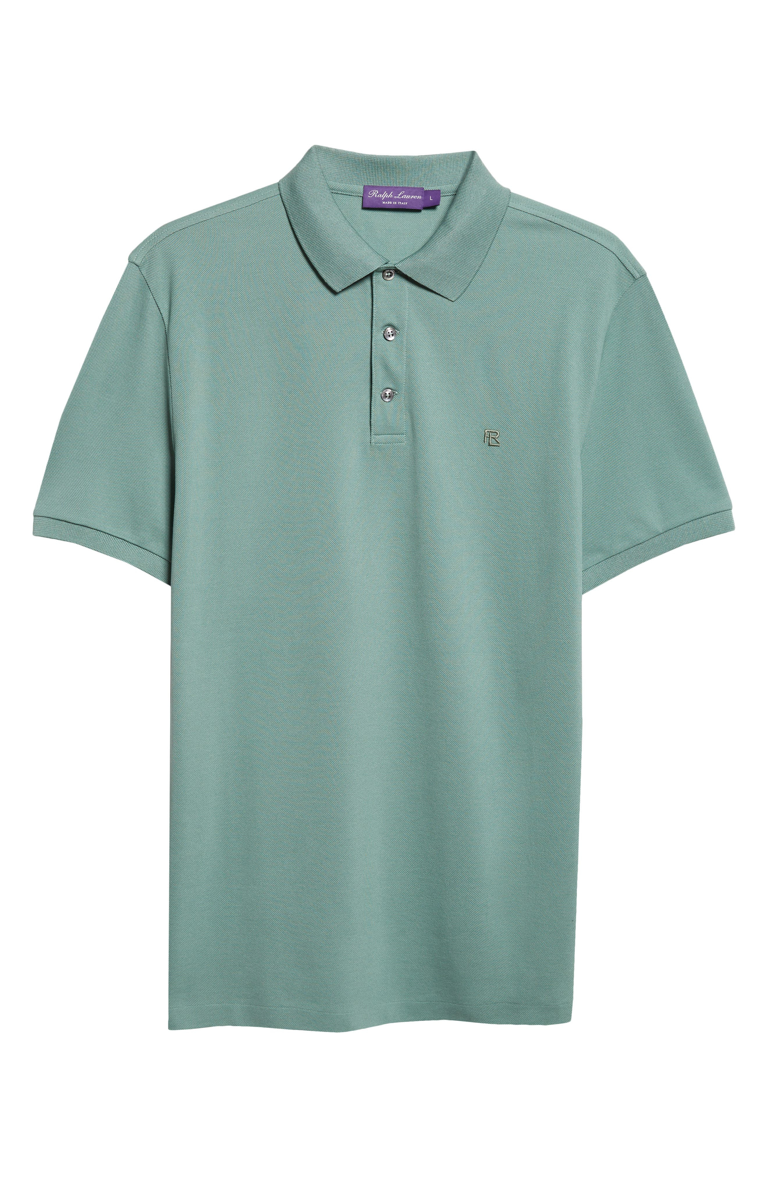 Ralph Lauren Purple Label Embroidered Logo Cotton Piqué Polo in Feldspar Green at Nordstrom - 4