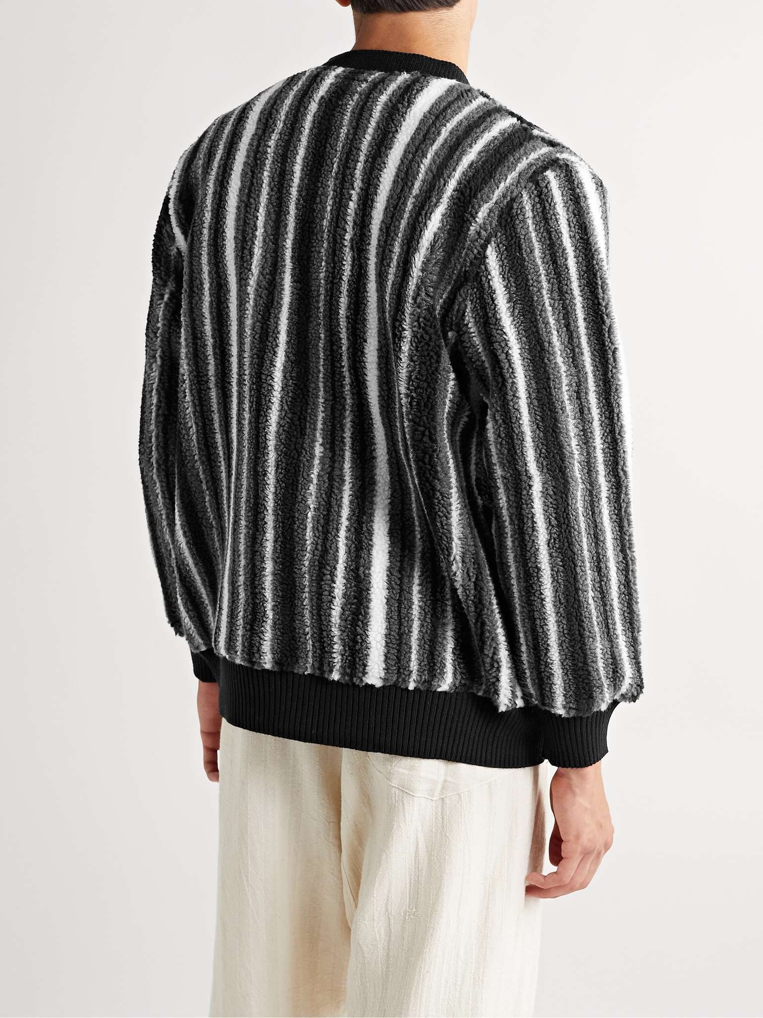 Striped Fleece Cardigan - 4