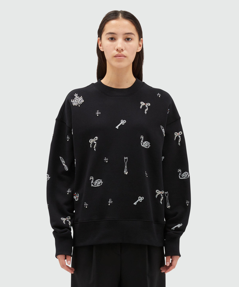 MSGM Jersey sweatshirt with applications and embroidery outlook