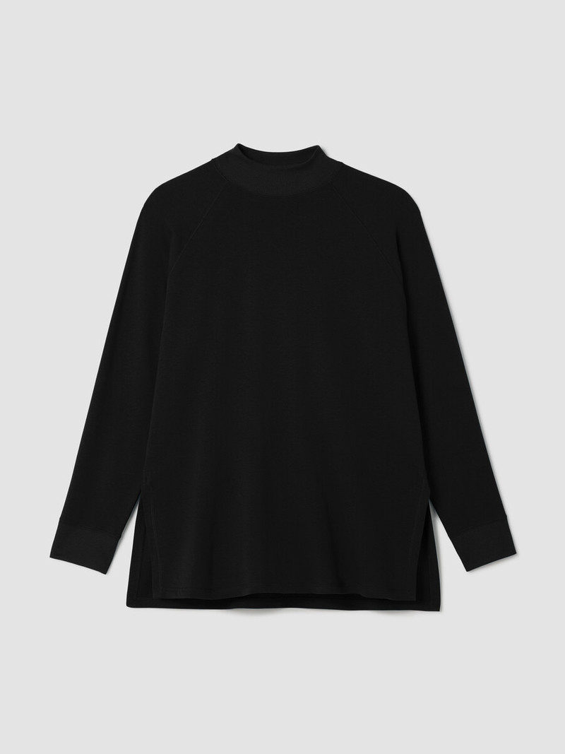 Cozy Brushed Terry Mock Neck Long Top 1
