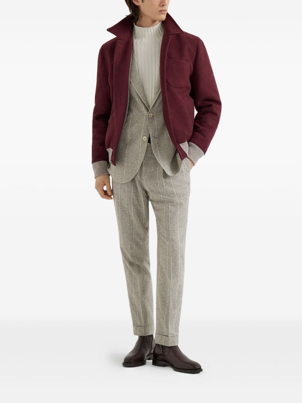 button-up wool-blend jacket - 2