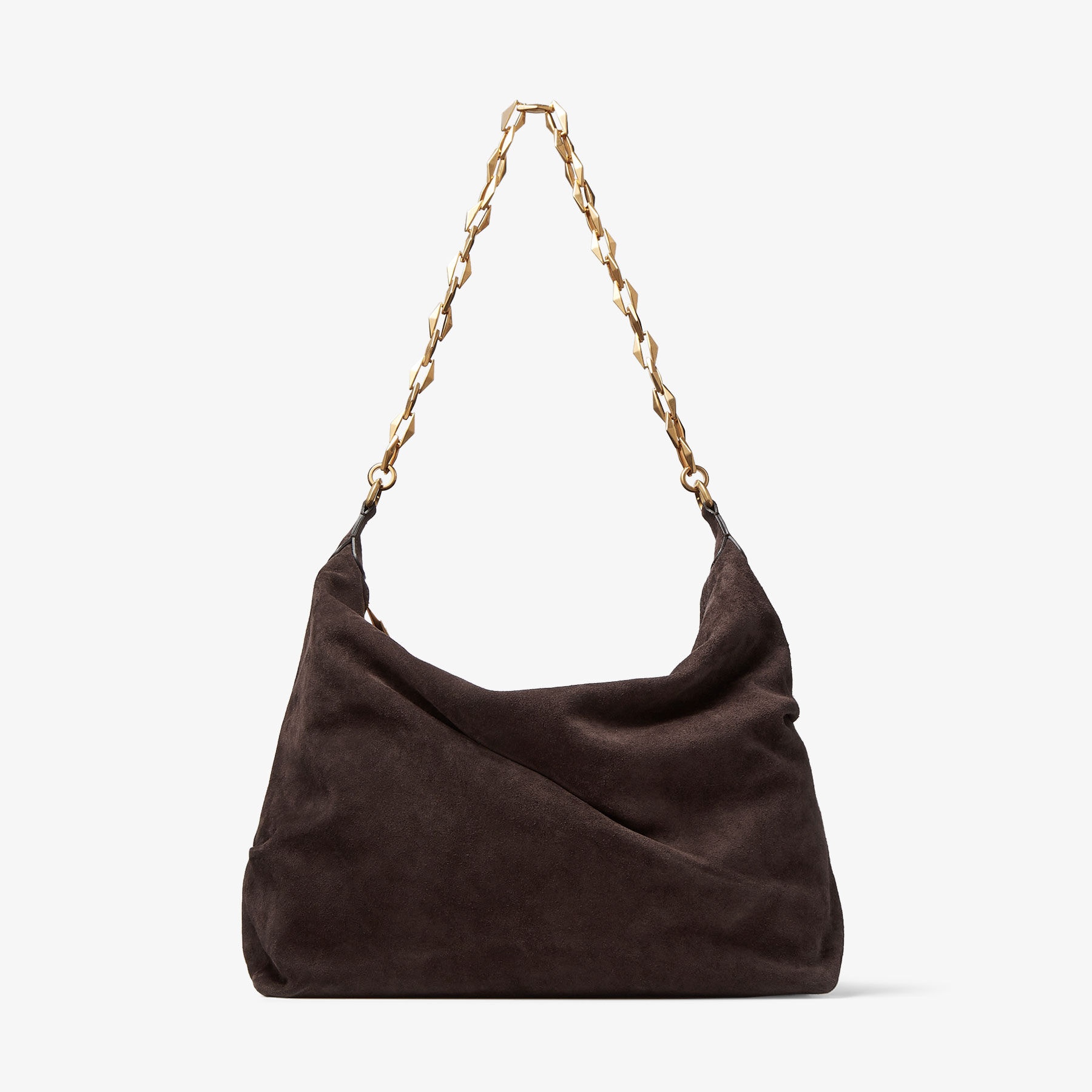 Diamond Soft Hobo/M
Coffee Suede Hobo Bag with Chain Strap - 1