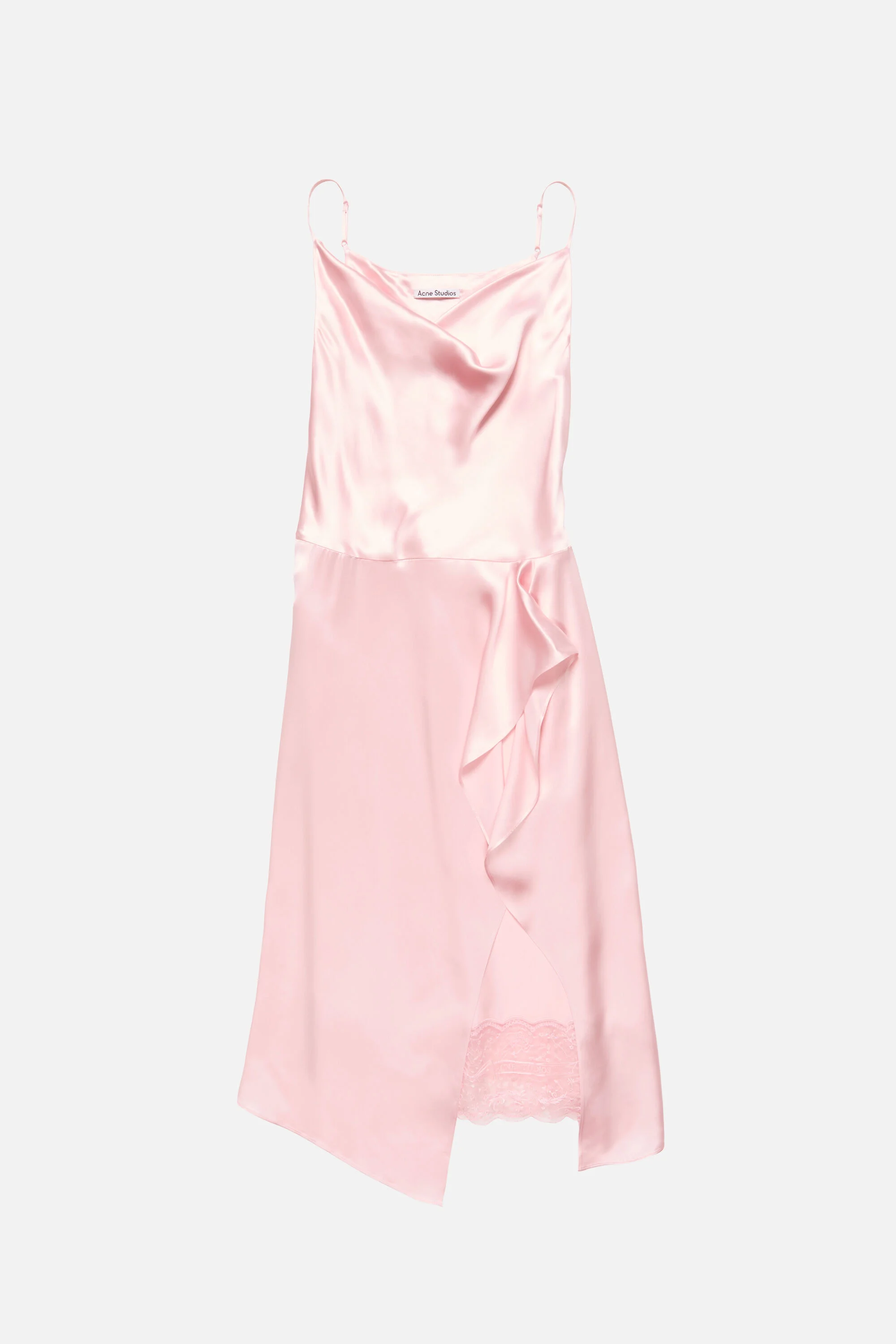 Shiny satin slip dress - Light pink - 1