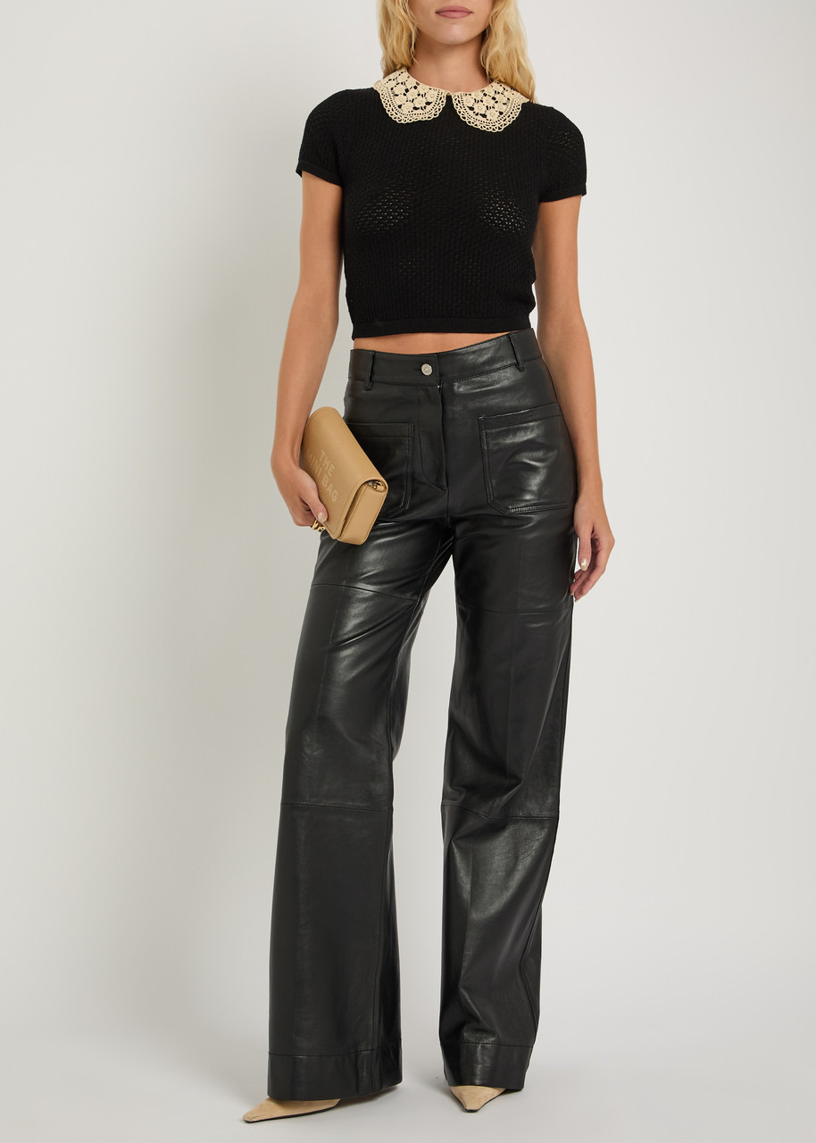 Alice + Olivia Ciara Lace-embellished Wool-blend Crop top - 4