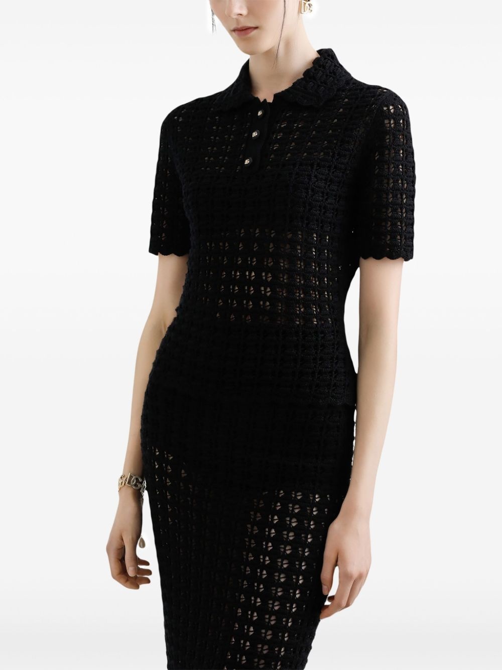 open-knit polo shirt - 4