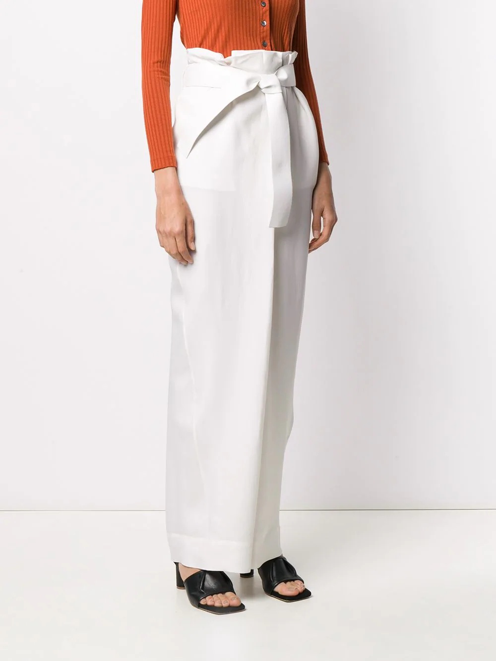 paper-bag waist flared trousers - 3