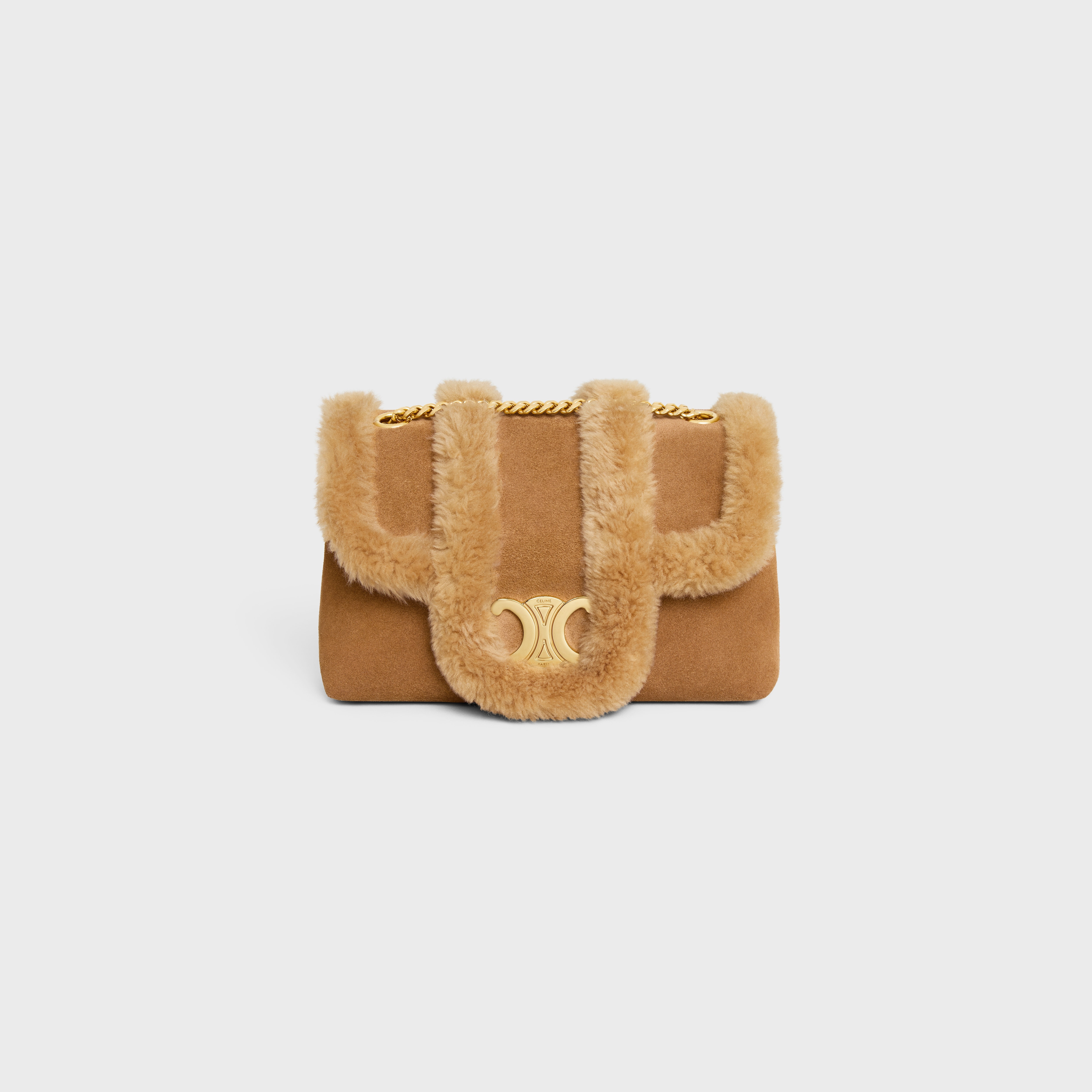 Medium Celine Victoire Bag in SUEDE CALFSKIN AND SHEARLING - 1