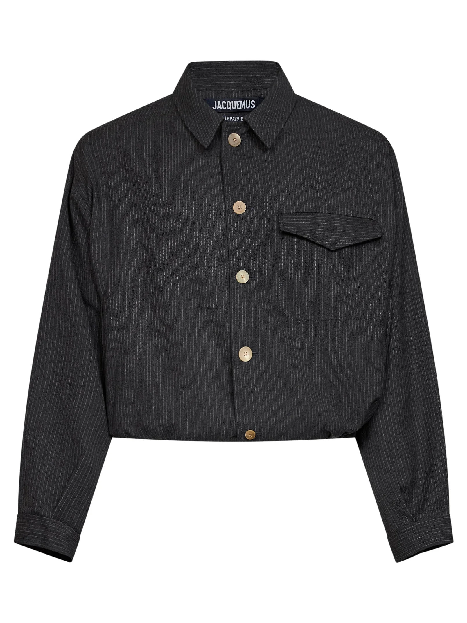 Dark grey pinstriped wool The Cubano short jacket - 1