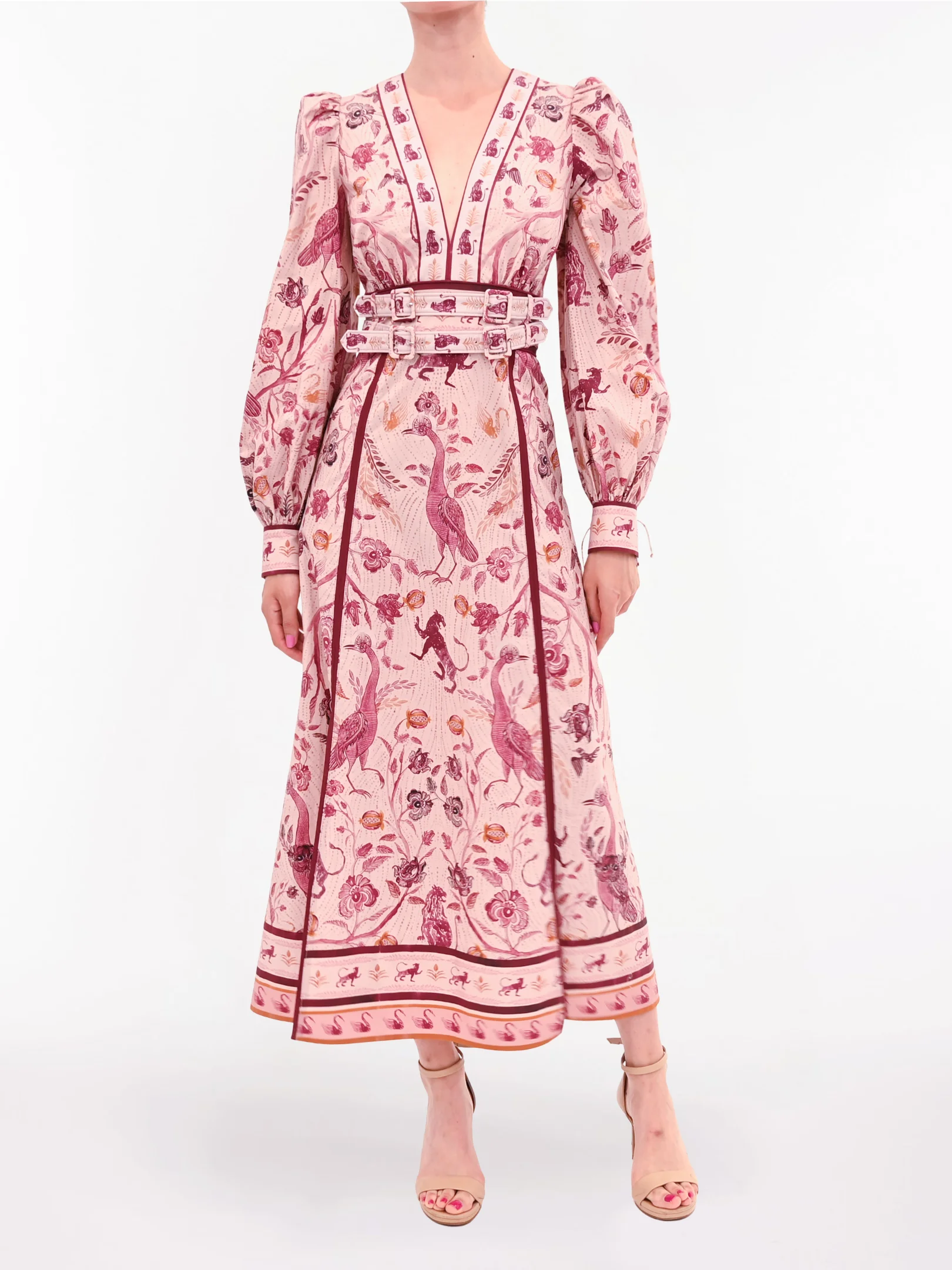 COTTON POPLIN PEACOCK MIDI DRESS - 1