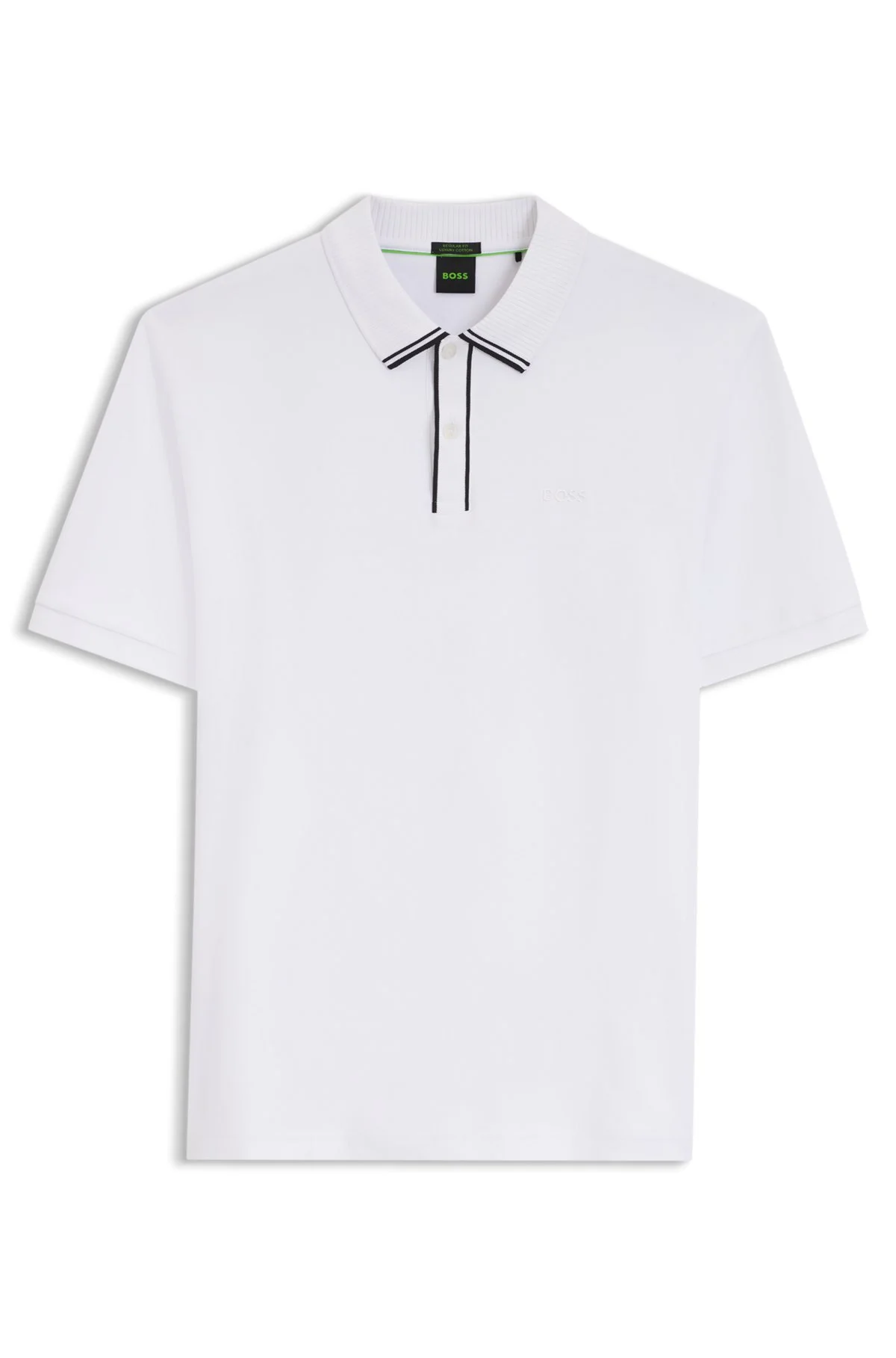 STRIPED-TRIM POLO SHIRT IN INTERLOCK COTTON - 1