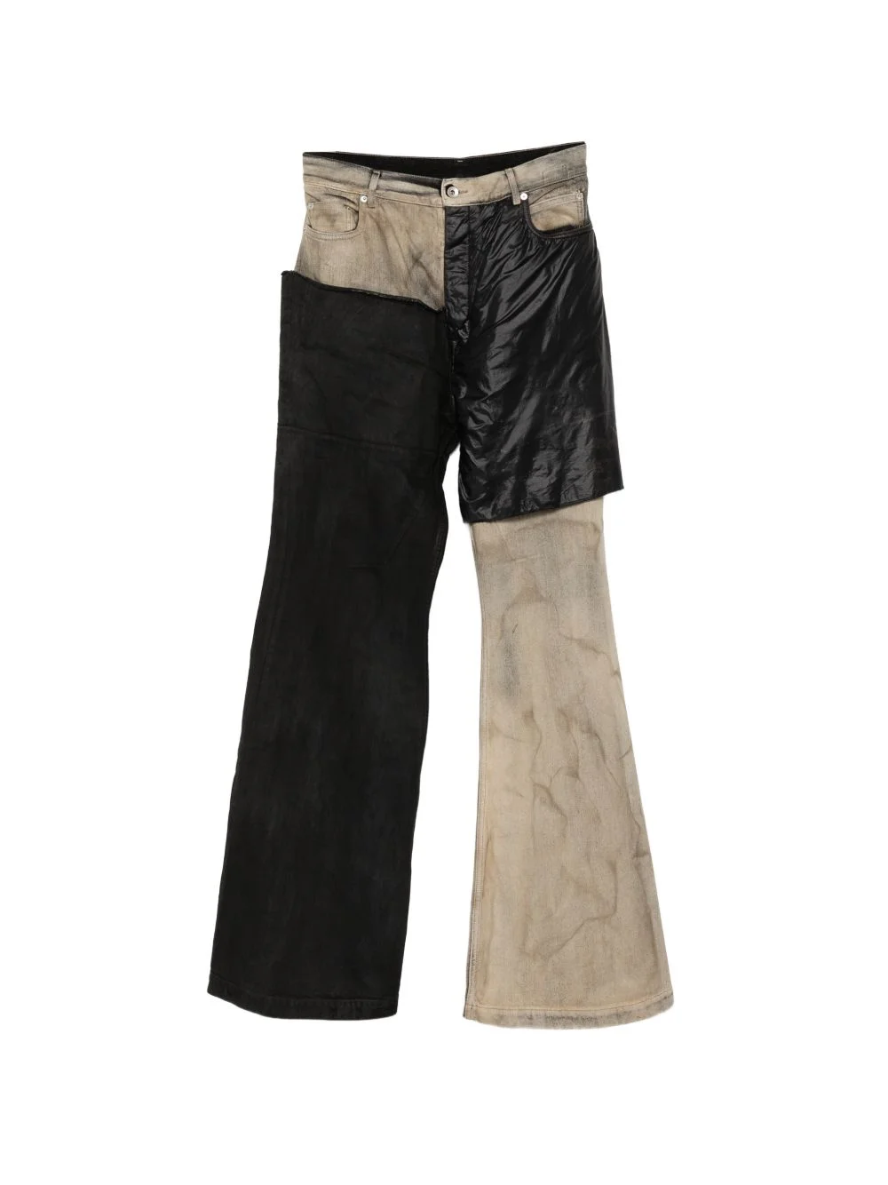 panelled faded-effect jeans - 1