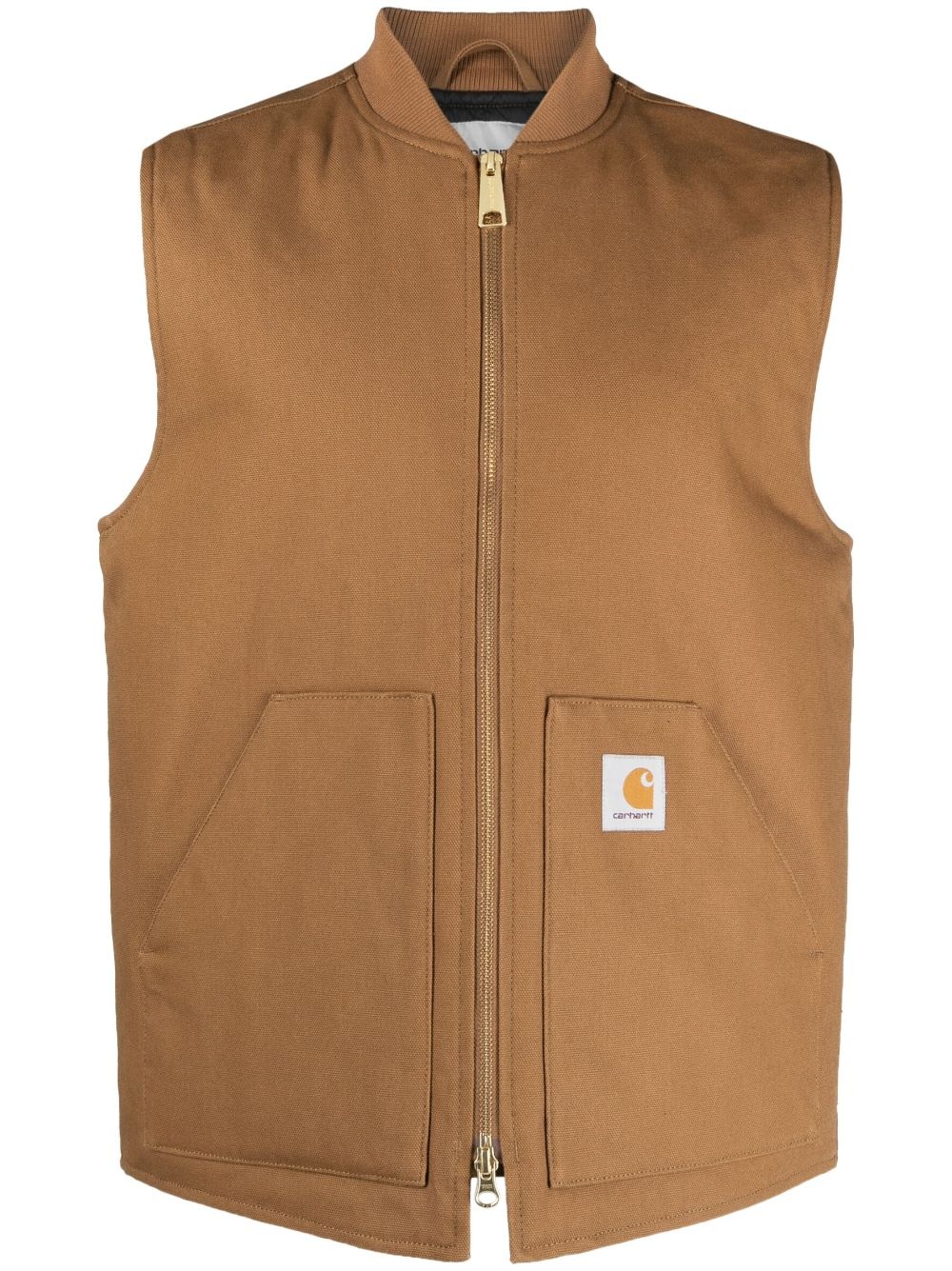 logo-patch zipped vest - 1