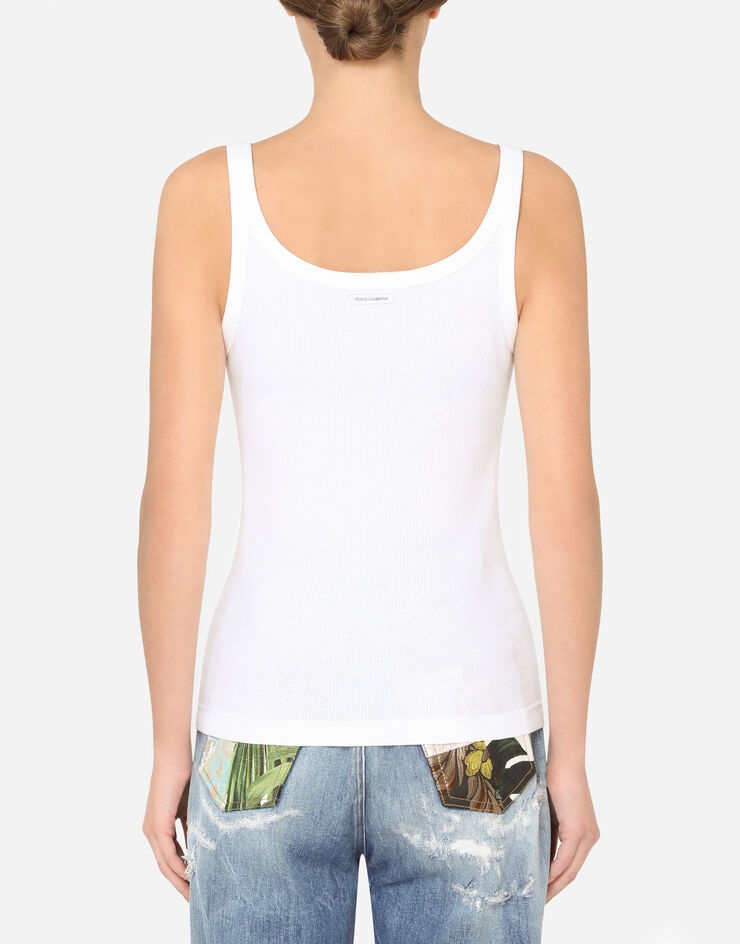 Fine-rib jersey tank top with DG logo - 2