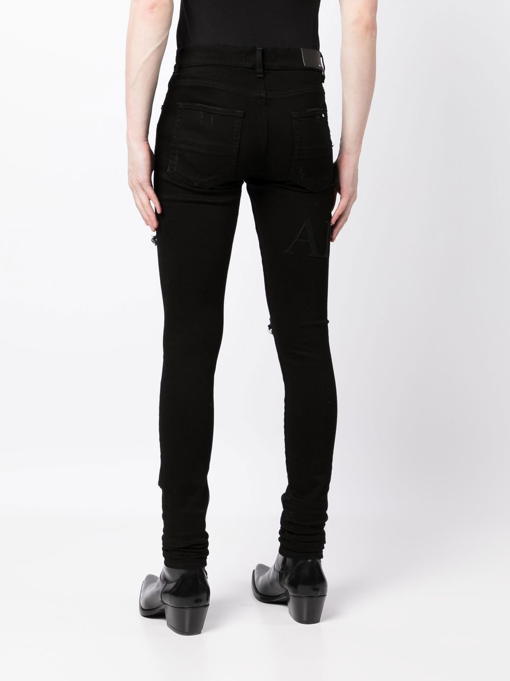 ripped-knee logo-print skinny jeans - 4
