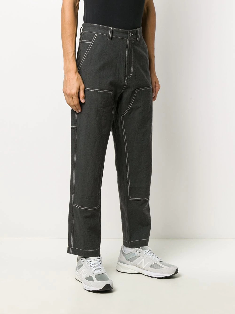 solid linen work pants - 3