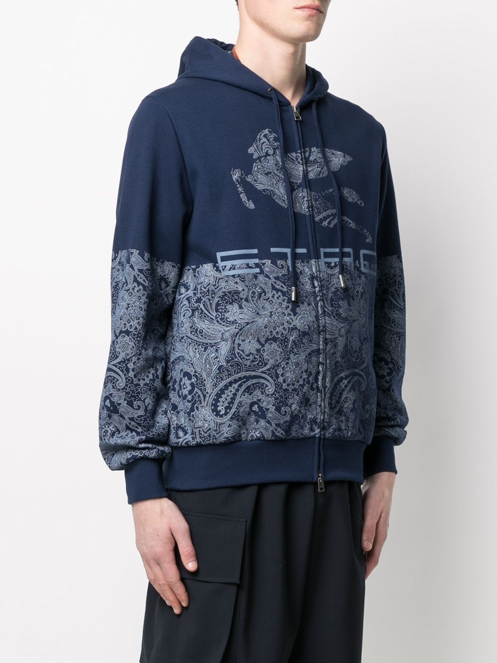 panelled paisley zip-up hoodie - 3