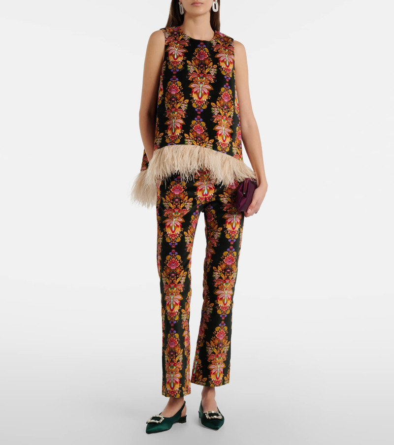 La DoubleJ La Scala feather-trimmed cotton top outlook