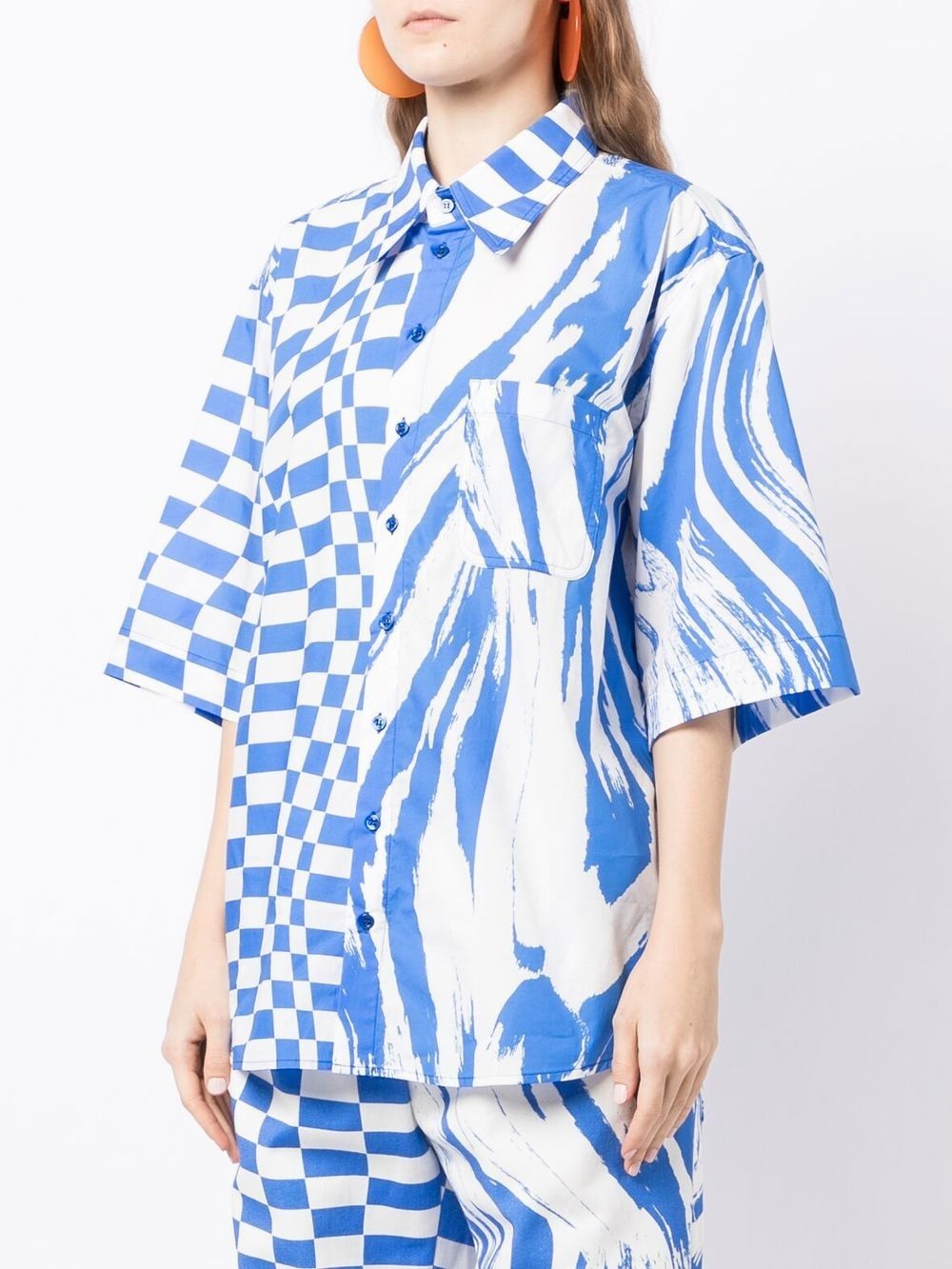 mix-print oversized shirt - 3