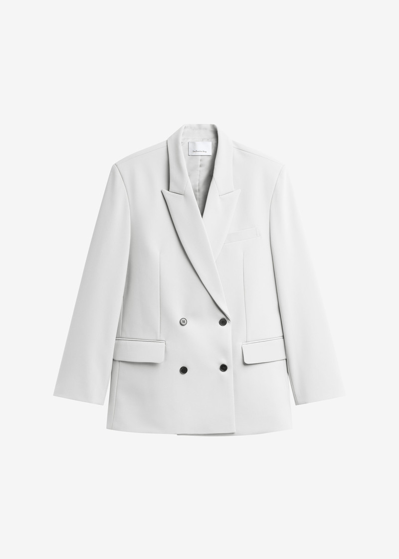 Leven Double-Breasted Blazer - Light Grey 1