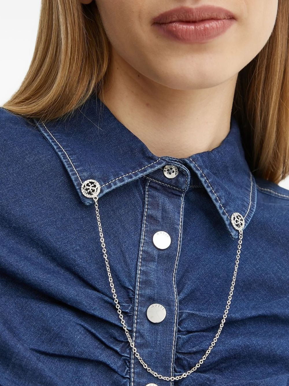 ruched denim shirt - 4