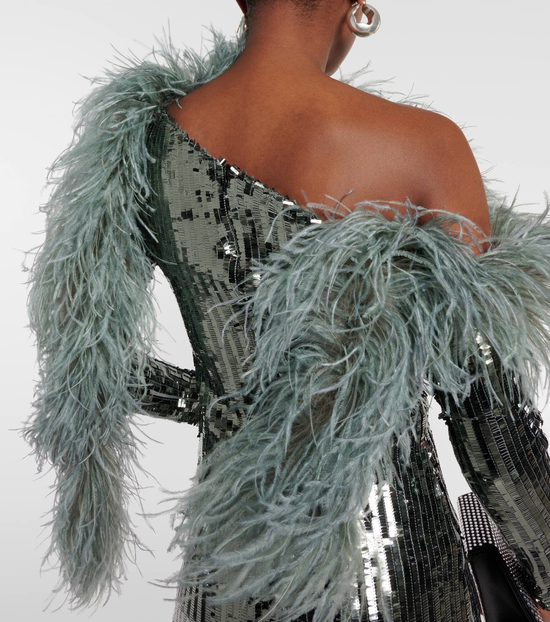 Garbo Disco feather-trimmed sequined gown - 6