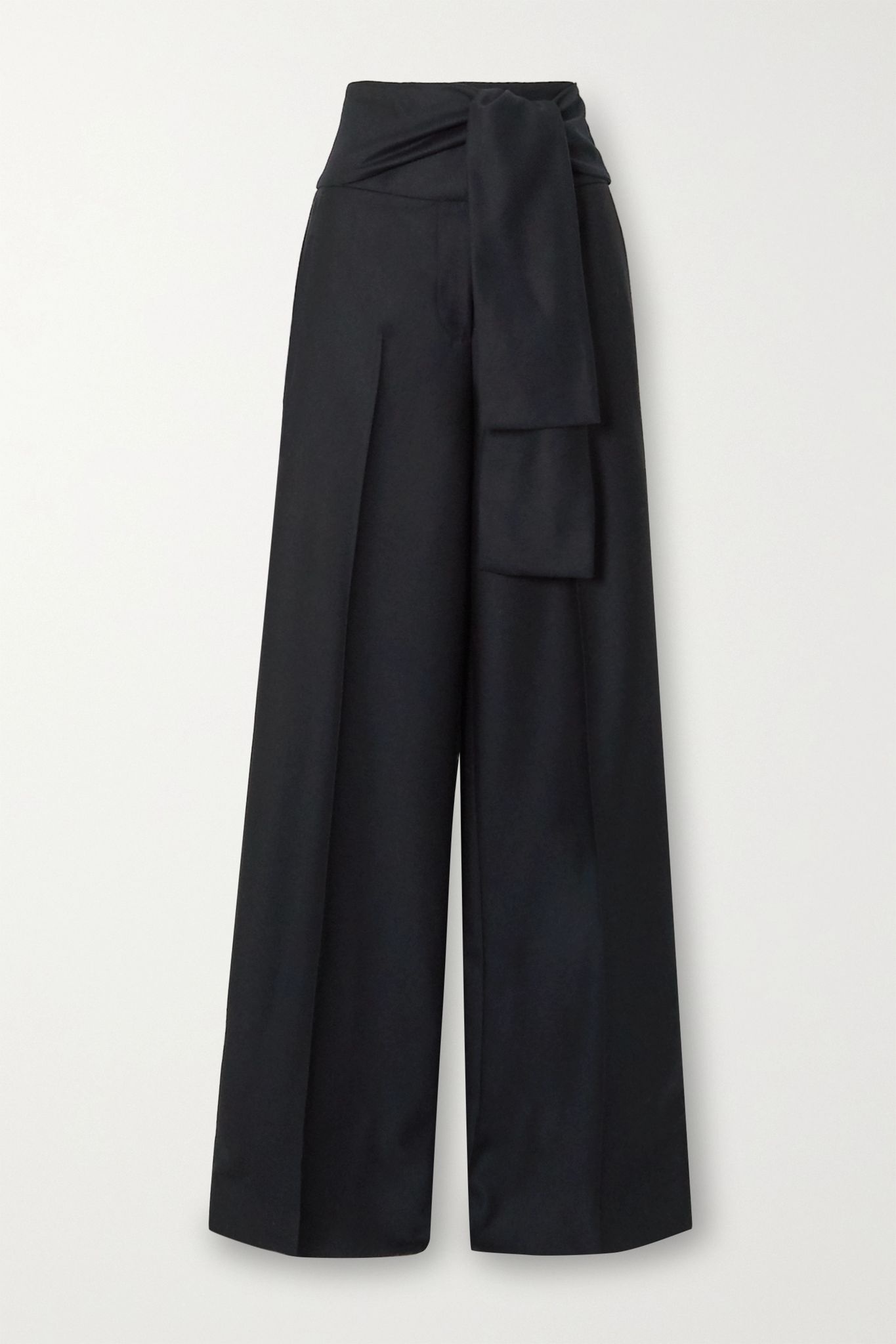 Belted pleated wool-twill wide-leg pants - 1