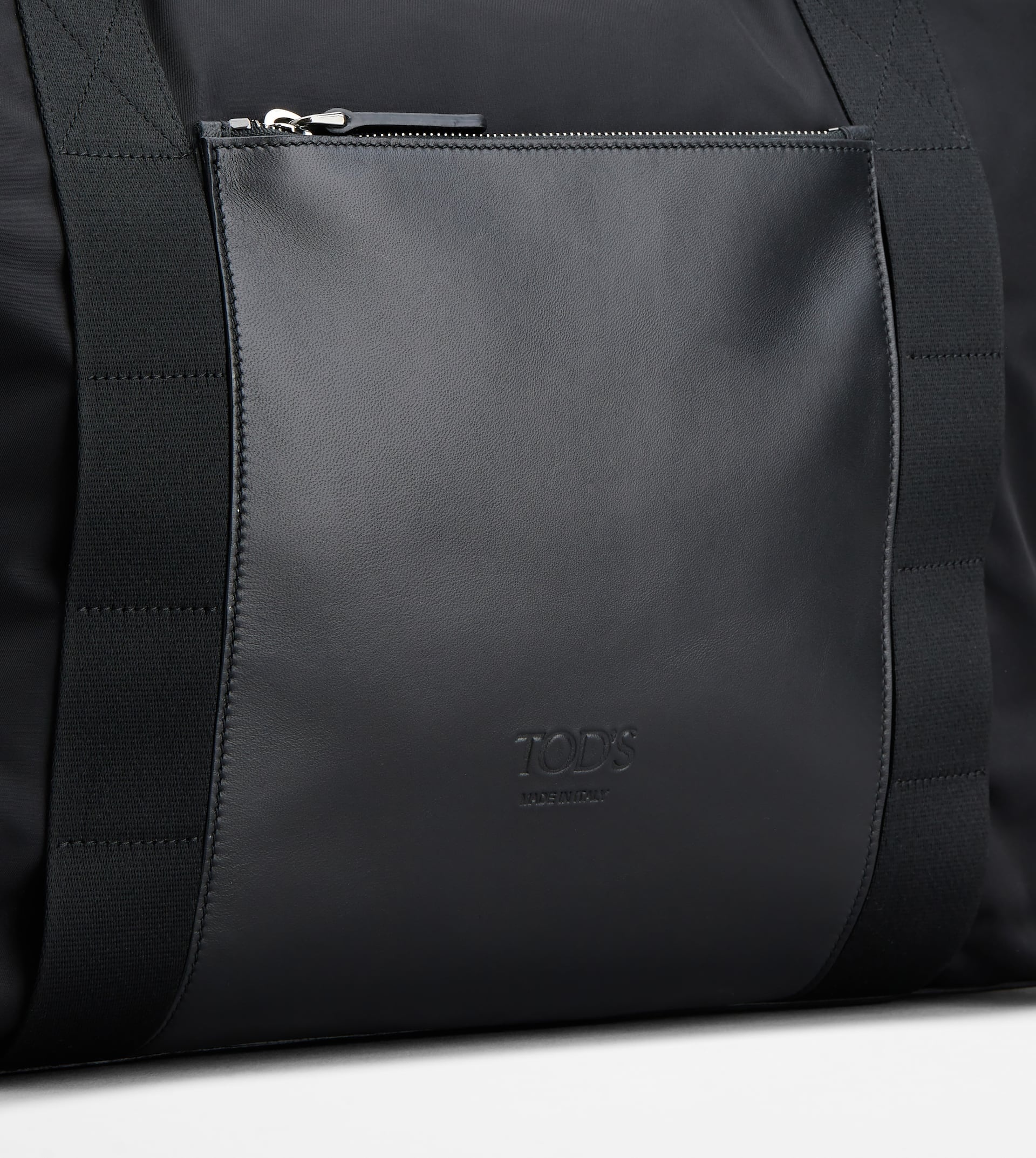 DUFFLE BAG IN FABRIC AND LEATHER LARGE - BLACK - 5