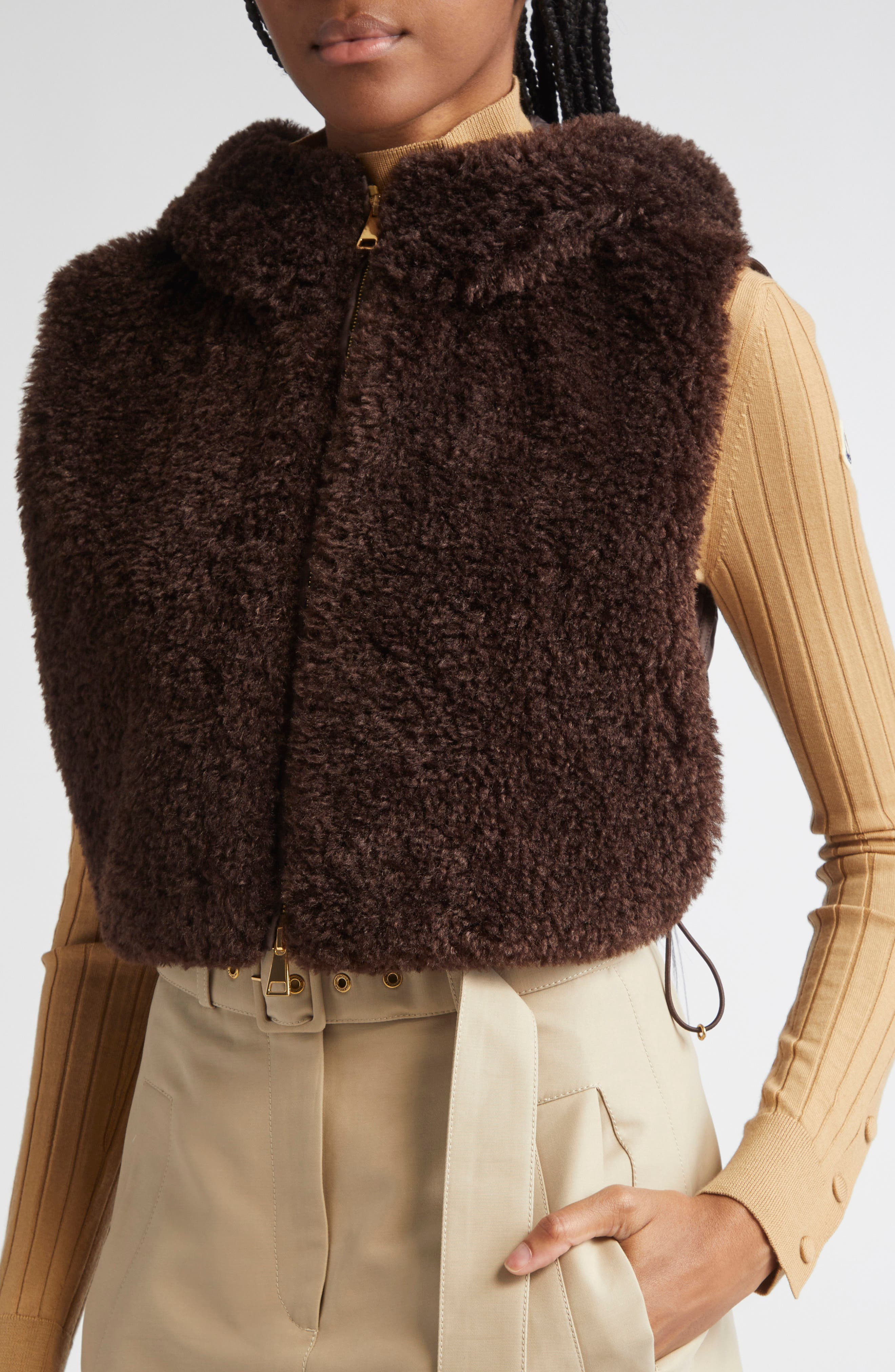 Moncler Teddy Fleece & Quilted Down Vest in Raisin at Nordstrom - 5