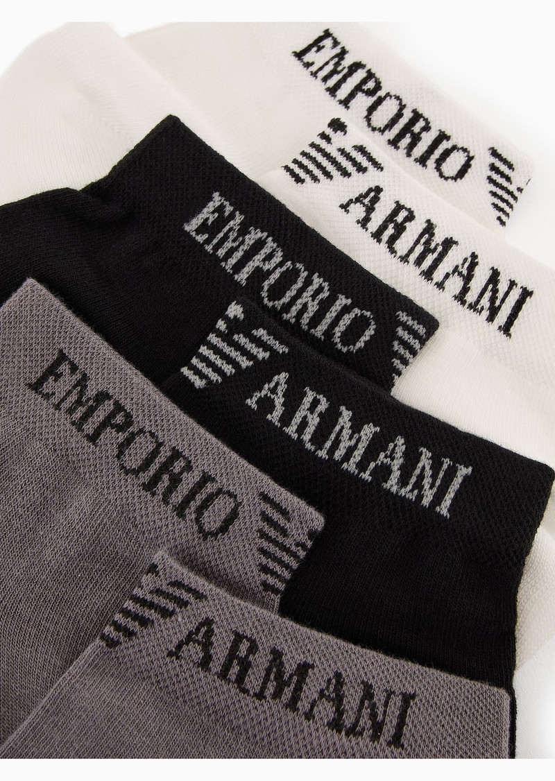 EMPORIO ARMANI Three-pack of socks with jacquard Emporio Armani logo outlook