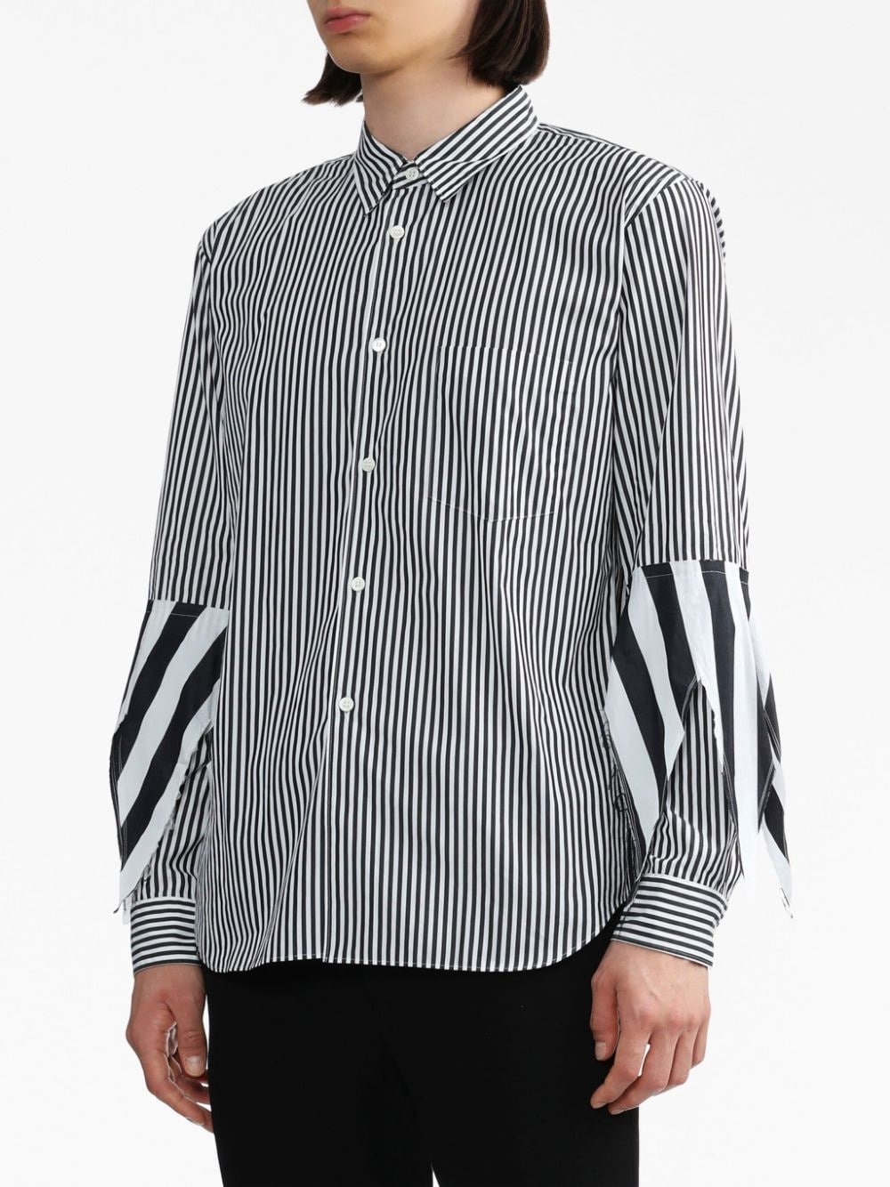 layered striped cotton shirt - 3