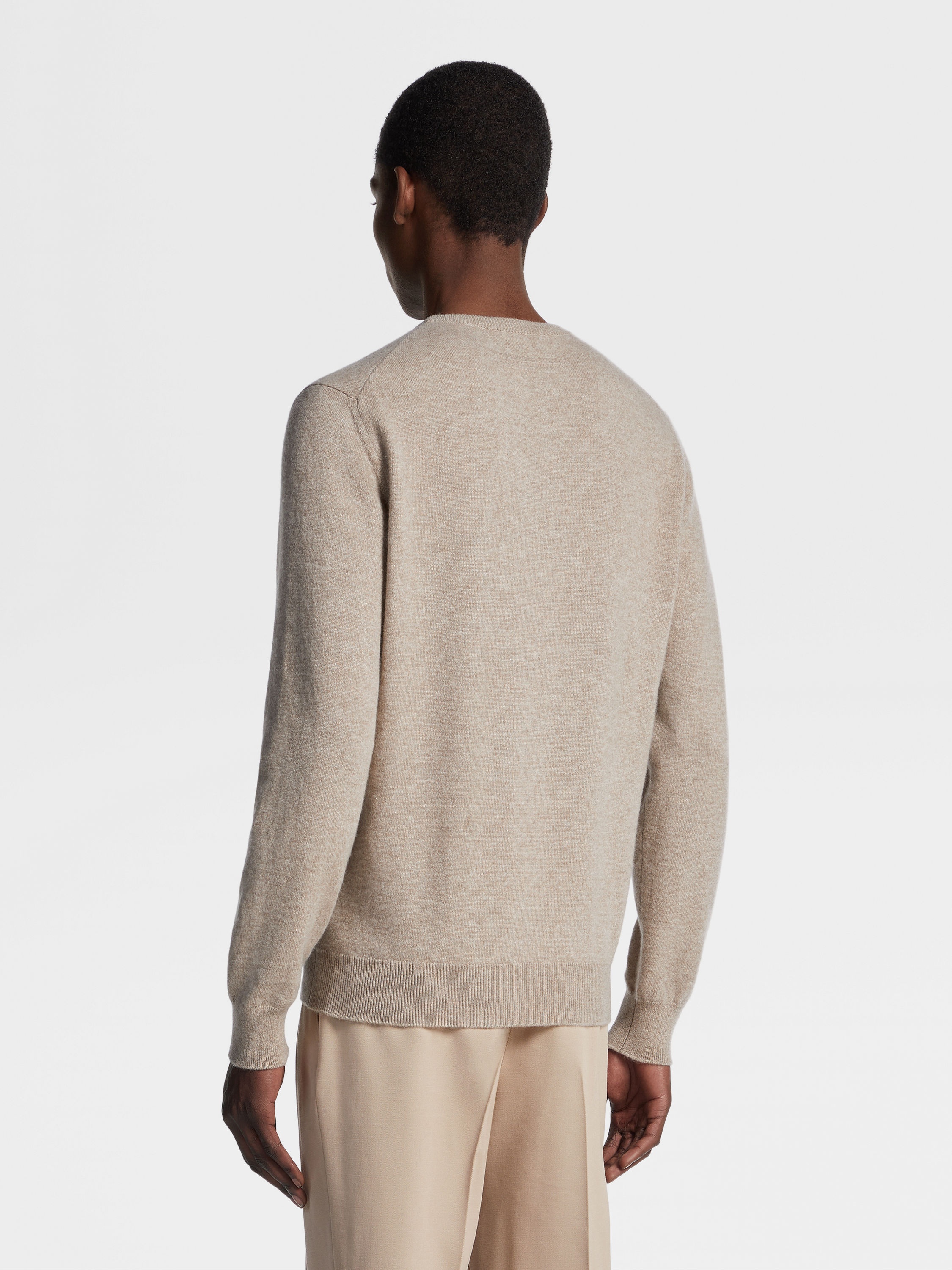 LIGHT TAUPE OASI CASHMERE CREWNECK - 3