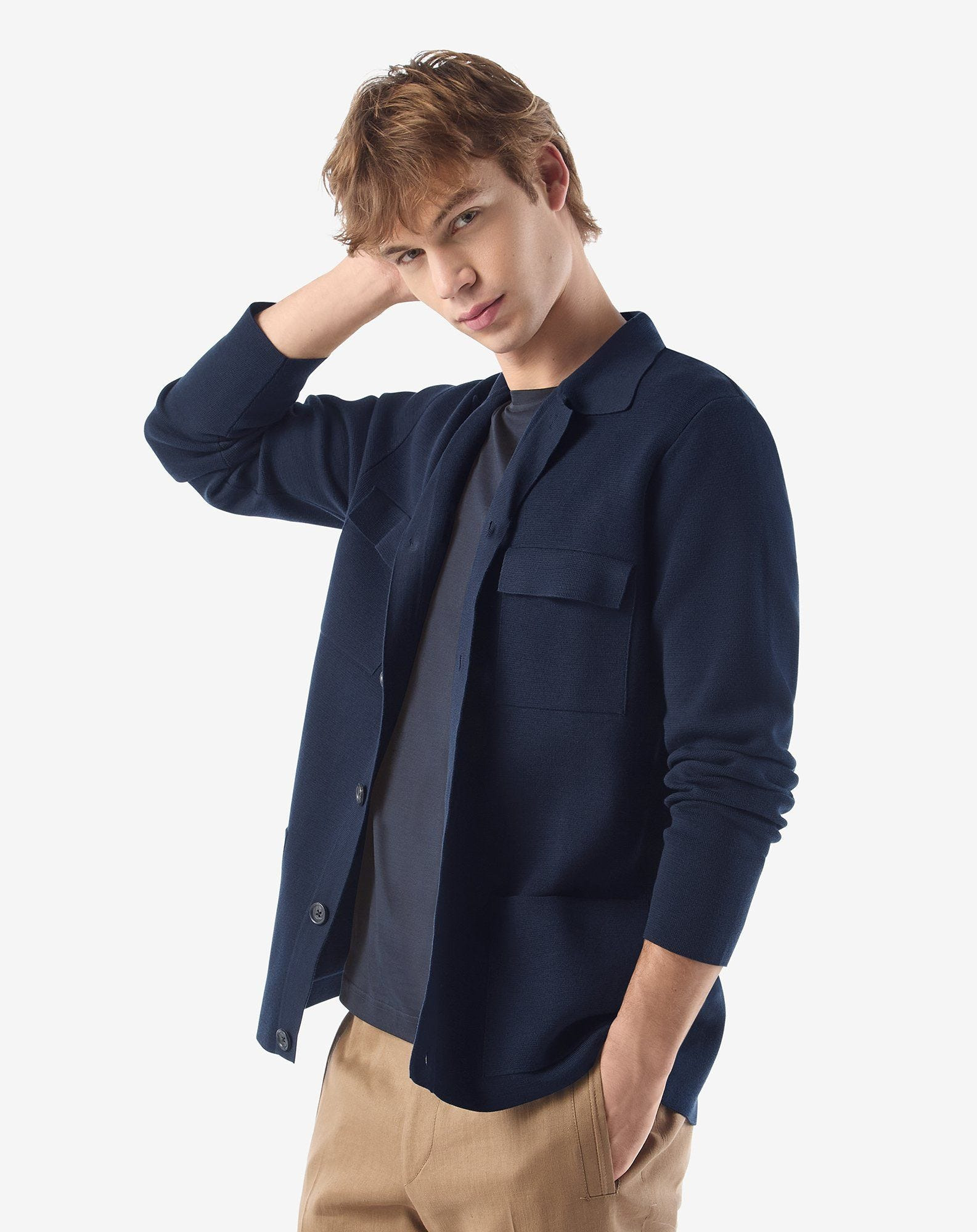 Blue cotton knit shirt - 2