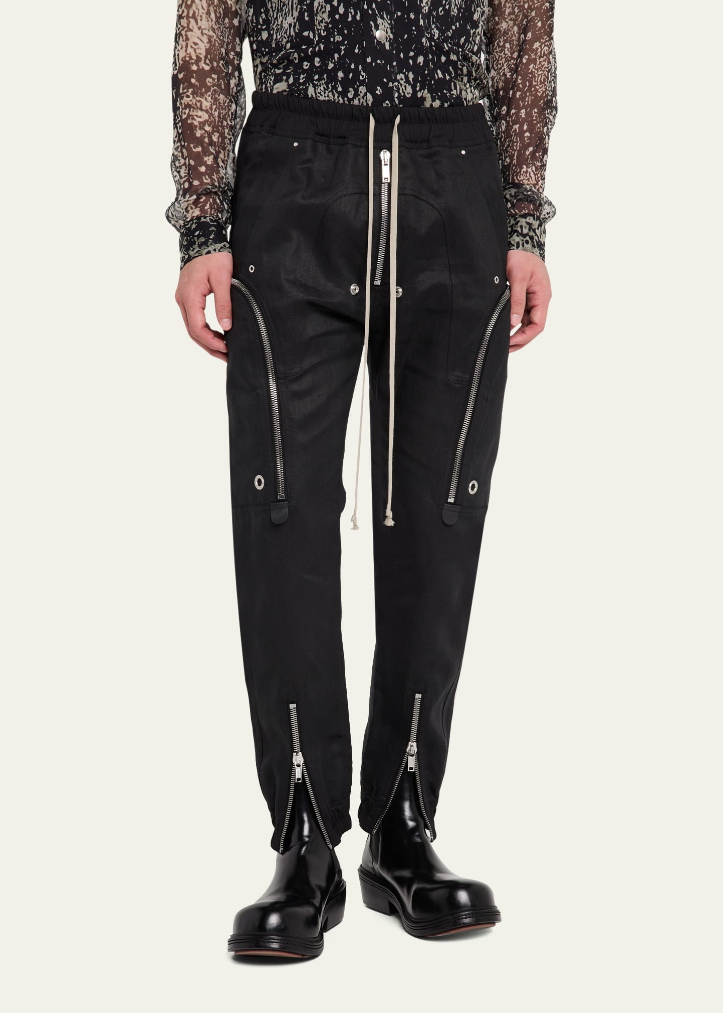 Men's Coated Linen Twill Bauhaus Cargo Pants - 4