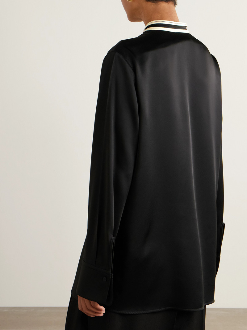 Oversized Two-tone Piped Crepe Shirt 3