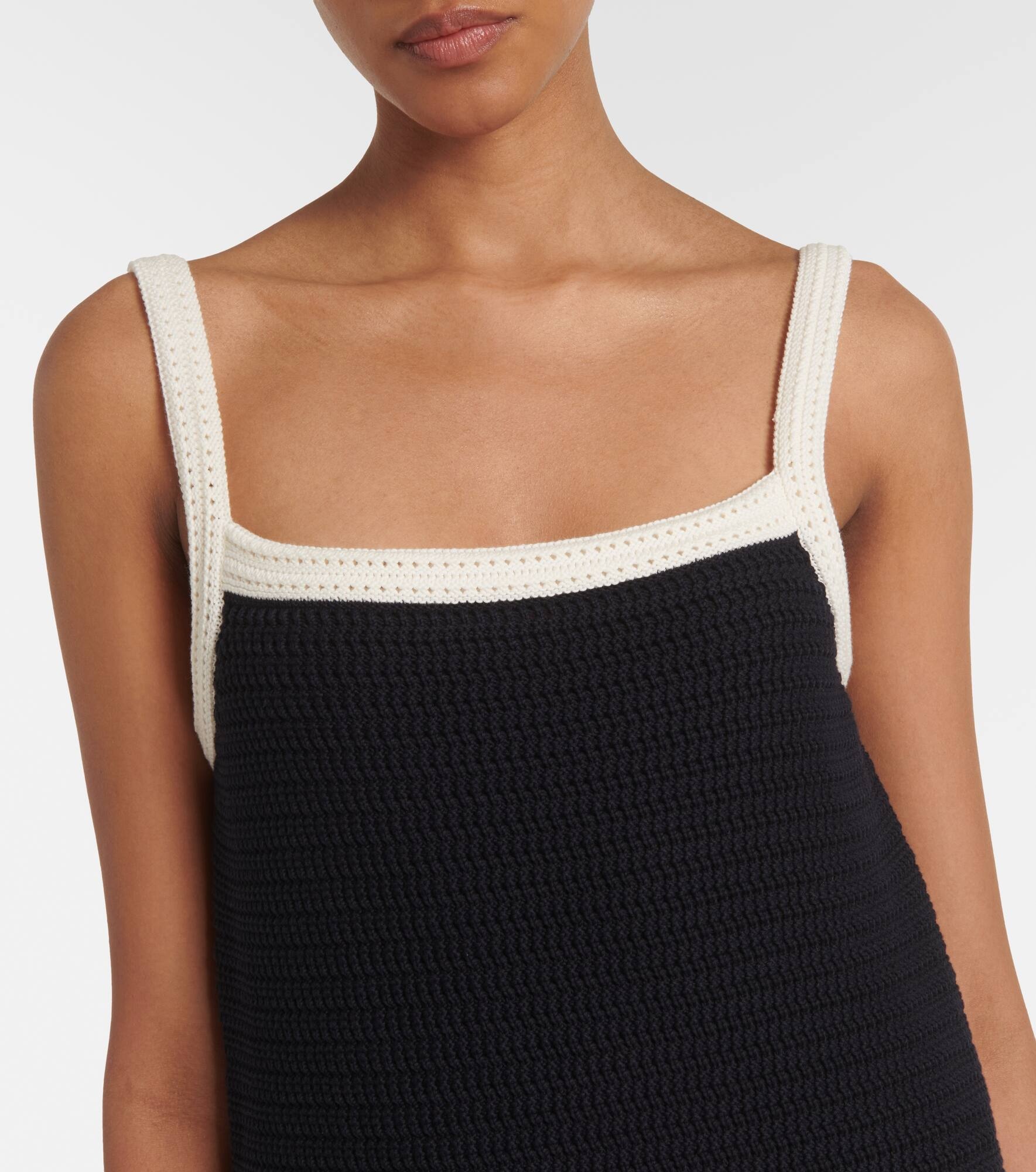 Knitted cotton-blend minidress - 4