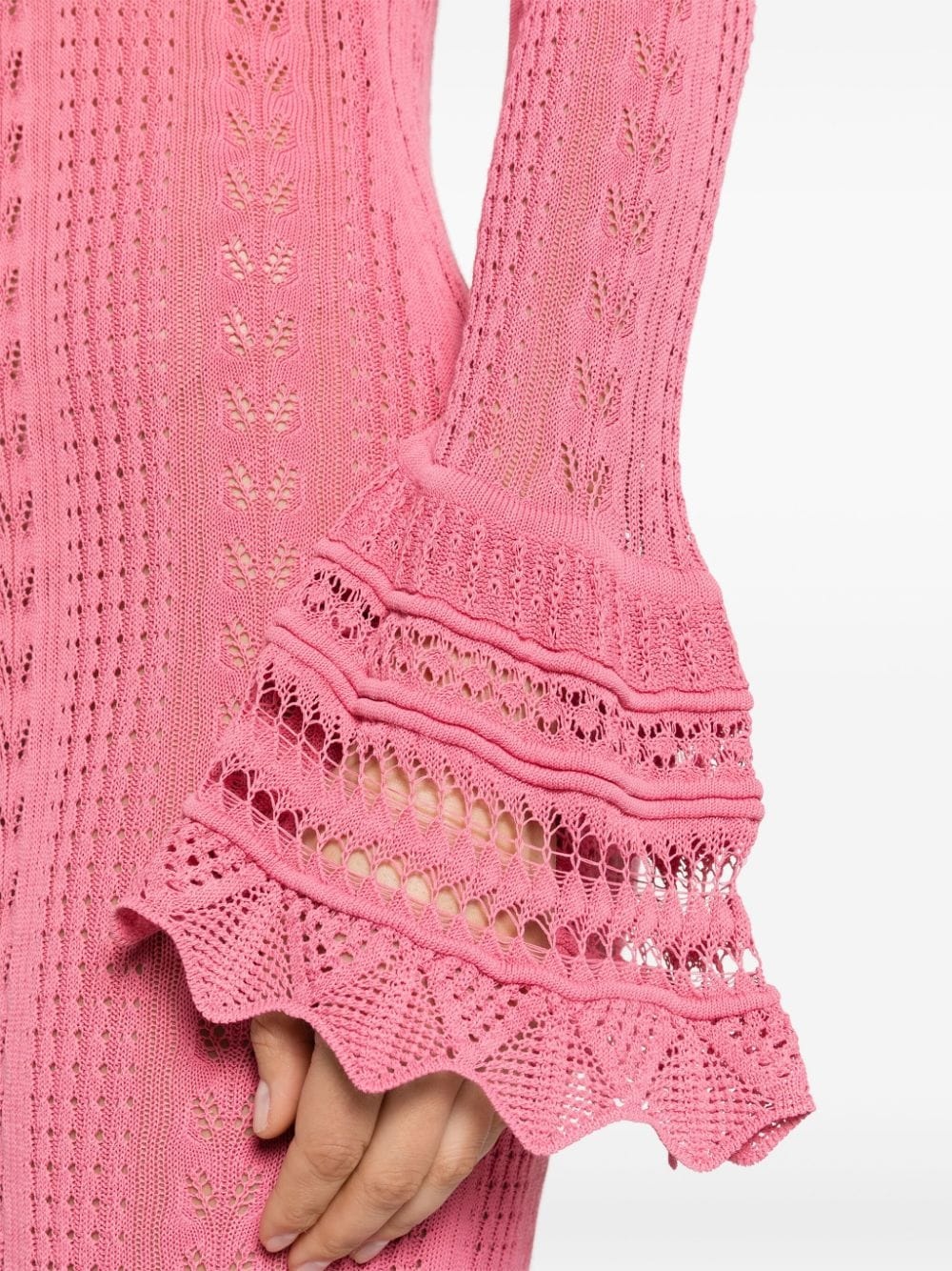 pointelle-knit V-neck maxi dress - 5