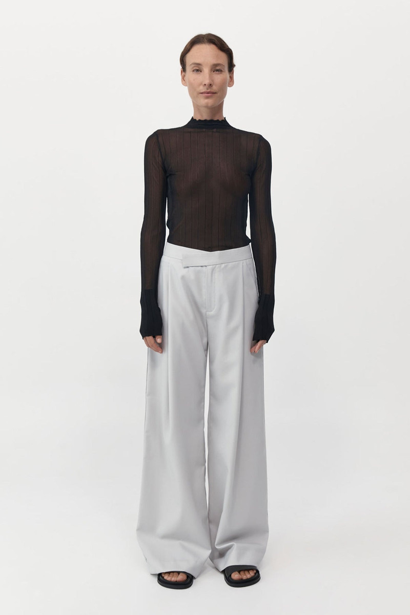 ST. AGNI Fine Pleat Long Sleeve Top - Black outlook