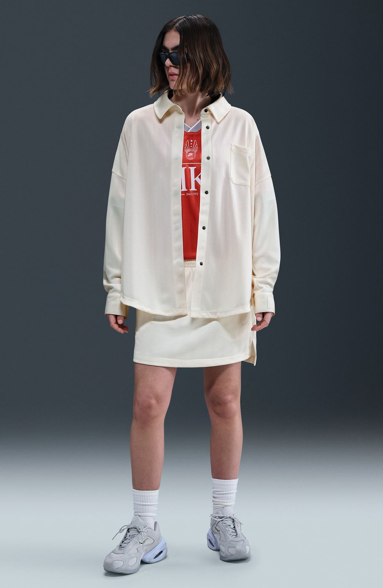 Nike Sportswear Stripe Shirt in Pale Ivory/Sail at Nordstrom - 5