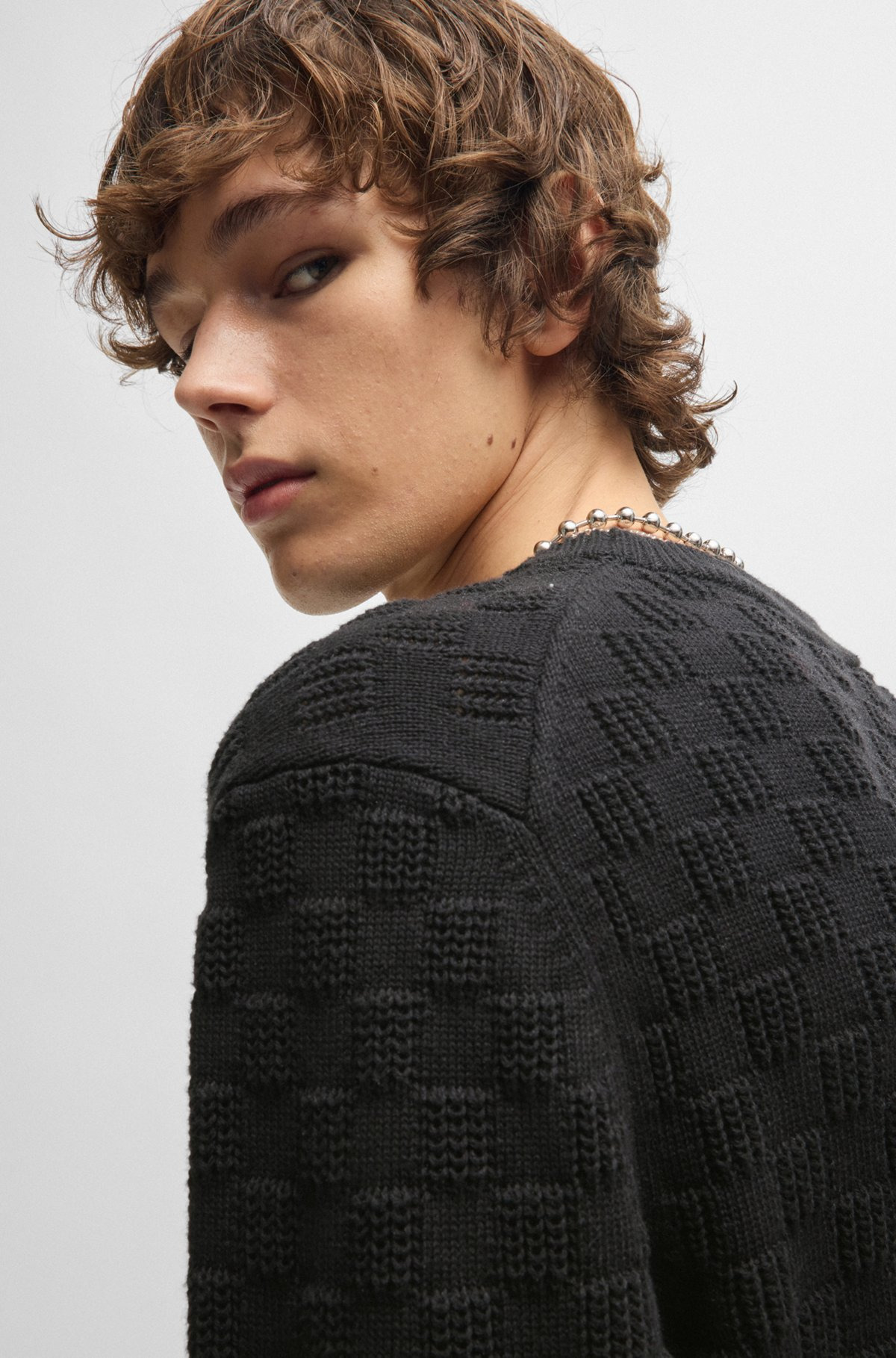 COTTON RELAXED-FIT SWEATER WITH JACQUARD PATTERN - 3