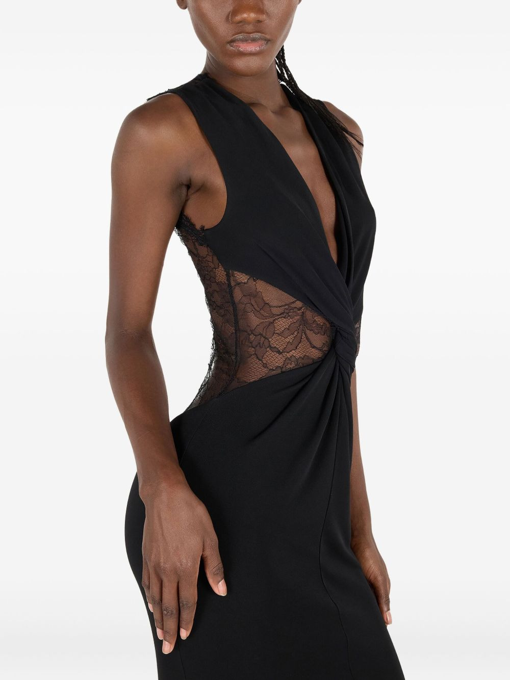 lace-insert gown - 5