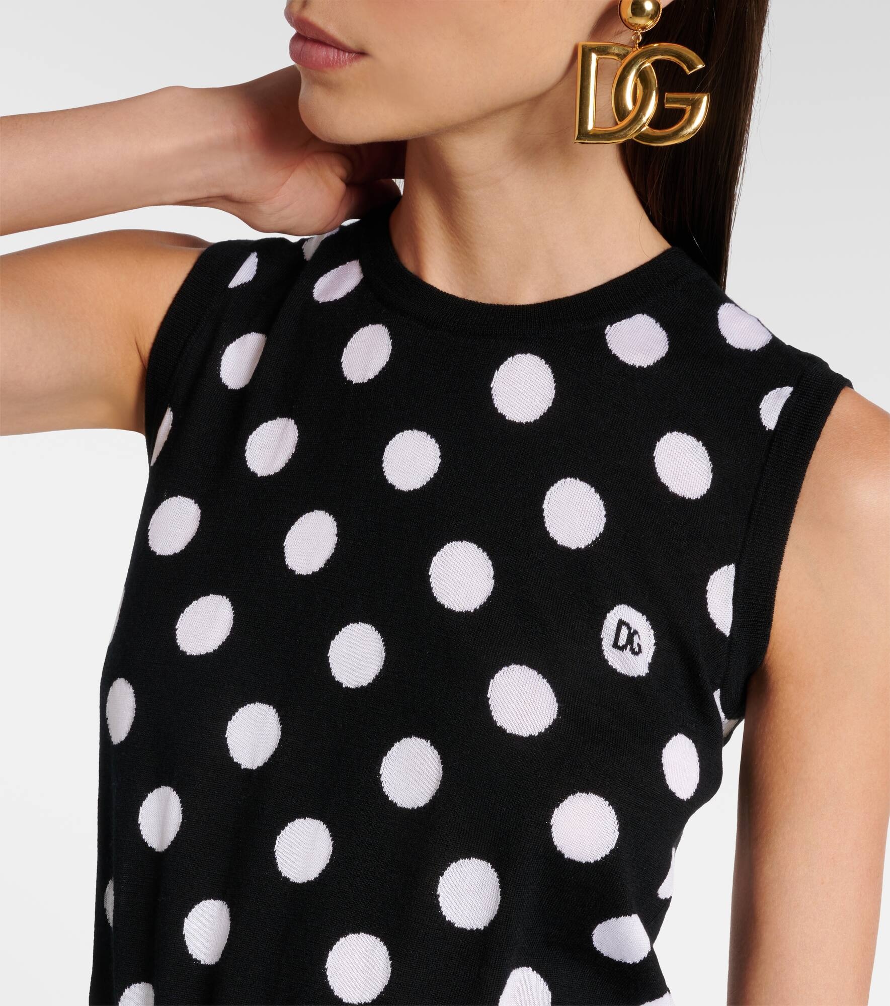 Polka-dot wool and silk tank top - 5