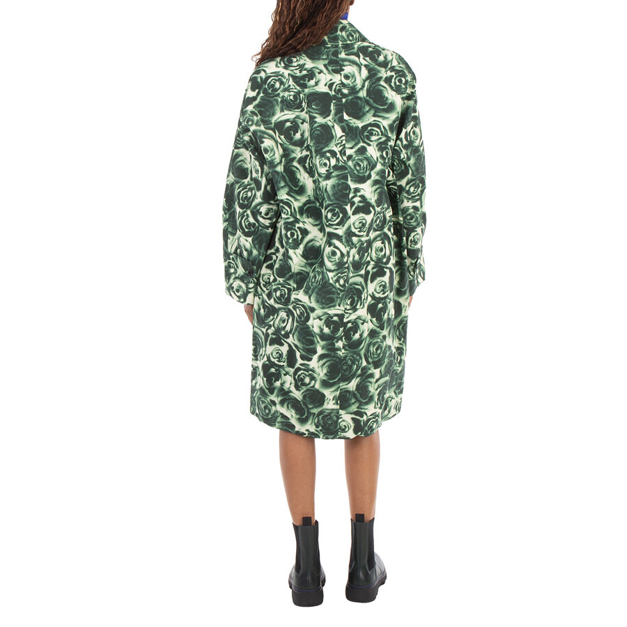 Burberry Long All Over Rose Print Raincoat - 5